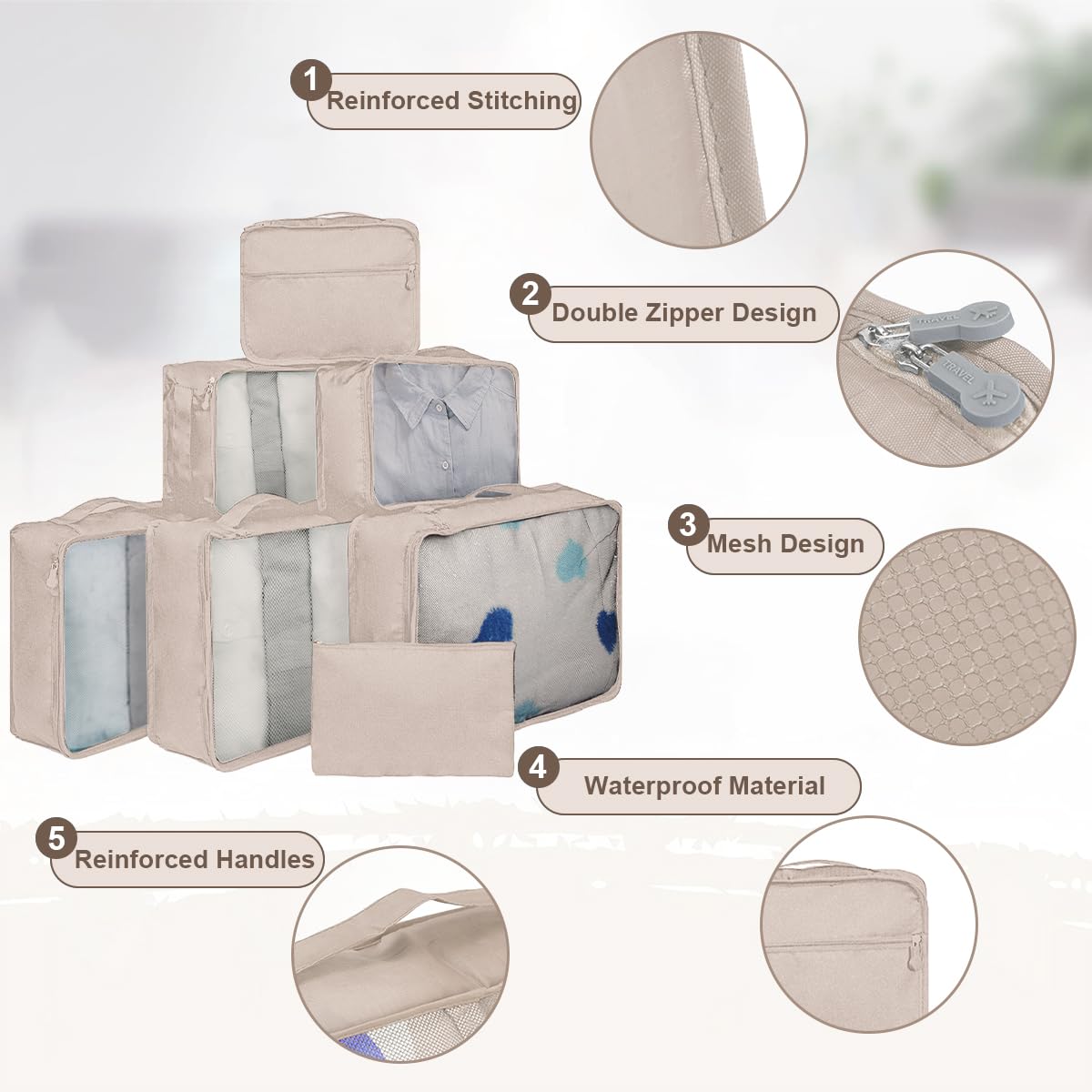 GLOBEPROOF Packing Cubes 4-tlg. Set - Rucksack Organizer Ultraleicht Orange