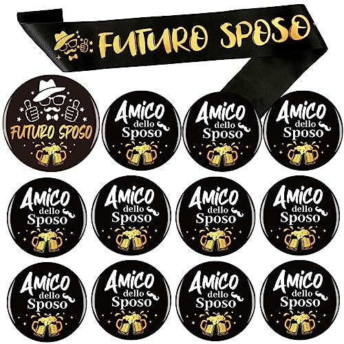 HOWAF Black Gold Sposo Sash Wedding Buttons Groom Sash Groom to Be Badge Pins for Wedding Bridal Shower Party Decorations