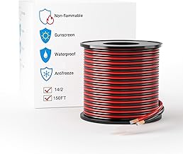 LEADTOPS 14AWG 45.72M Copper Plated Aluminum Extension Cable 14 Gauge Red/Black 14/2 12/24V DC for Speaker LED Strip Automotive Radio Control