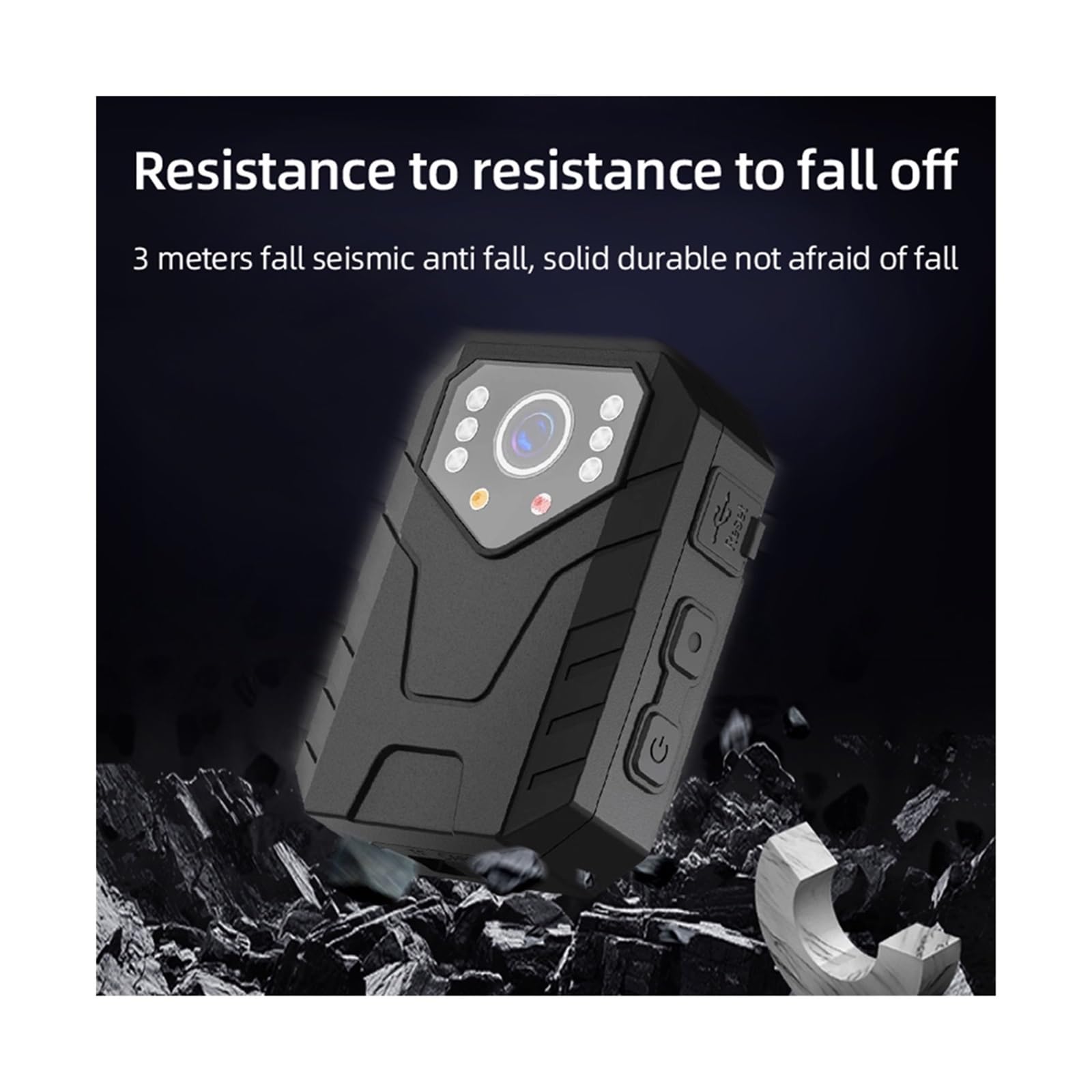 Caméra corporelle, 4K Mini caméra corporelle Full HD 1080P 2 pouces IPS écran tactile Vision nocturne enregistreur vidéo garde de sécurité corps Police pour la sécurité, le travail(64G TF Card)