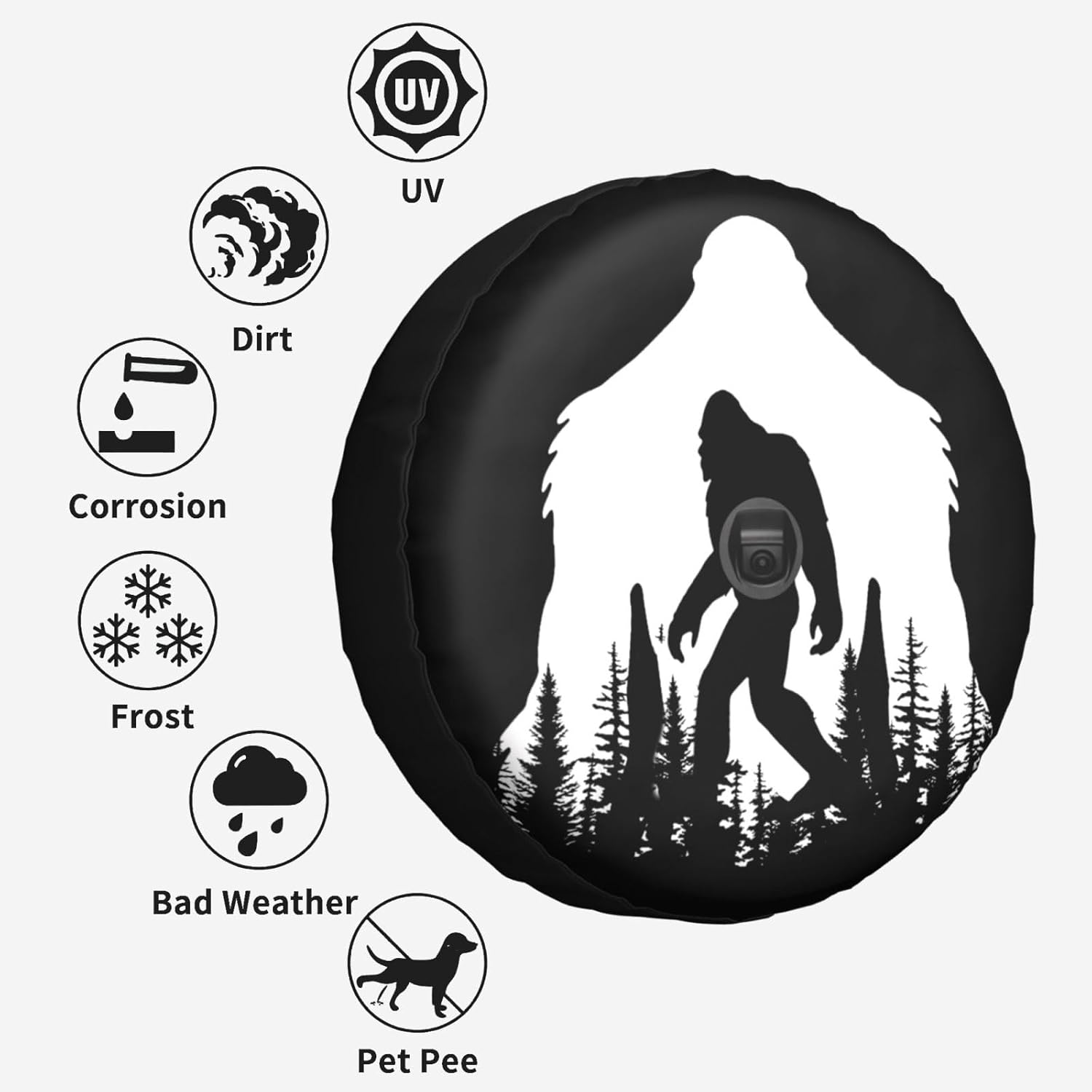 Camping Spare Tire Cover with Backup Camera Hole Universal Fit for Wrangler Rv SUV Truck Travel Trailer JL, Waterproof Dust-Proof Leather Wheel Protectors