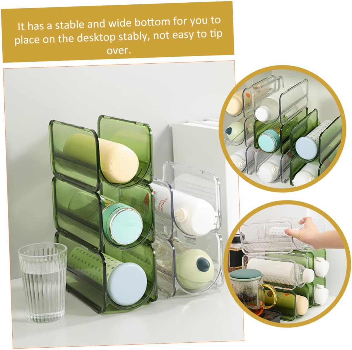 DECHOUS 6pcs Stackable Water Bottle Organizer Versatile Storage Rack for Kitchen Countertop Pantry Cabinets Lightweight Design for Storage Transparent Transparent
