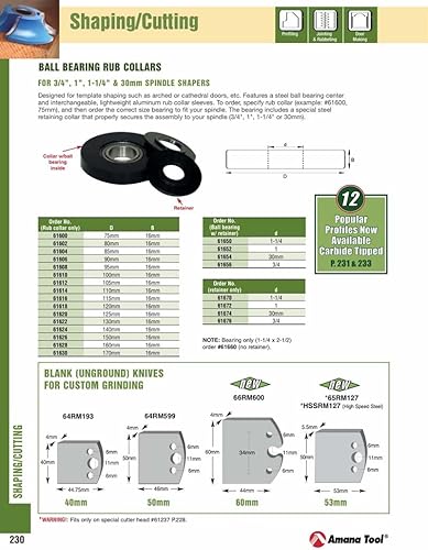Amana Tool - 61620 Insertar 4.921 in de diámetro x 0.630 in de altura de aluminio Rub Collar