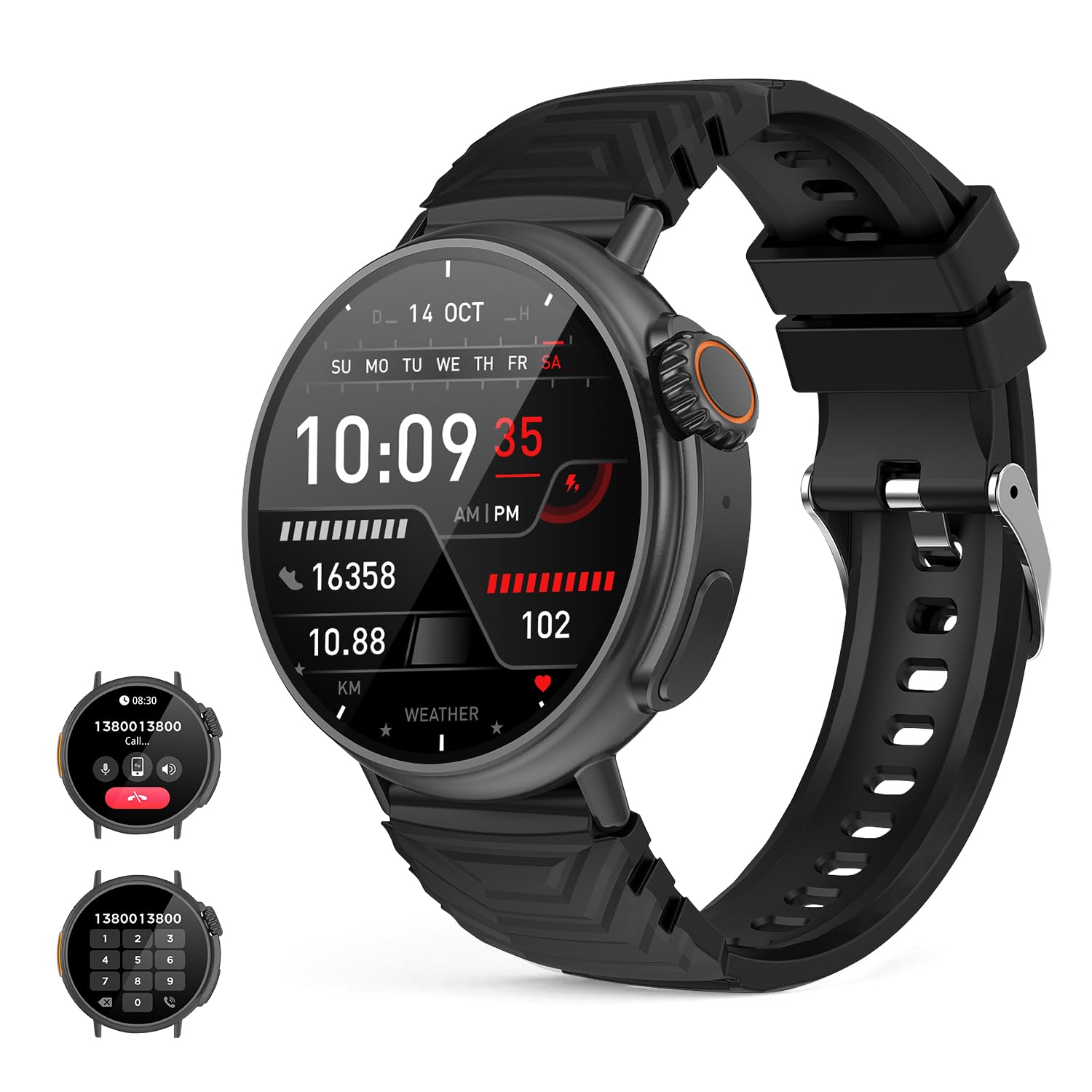 Smartwatch Ultra Uomo Donna con Effettua/Risponde Chiamate , 1.52" rotondo 360*360 Orologio Fitness Tracker IP67 con 123 Modalità Sport, Notifiche WhatsApp, Smart Watch Compatibile con iOS Android