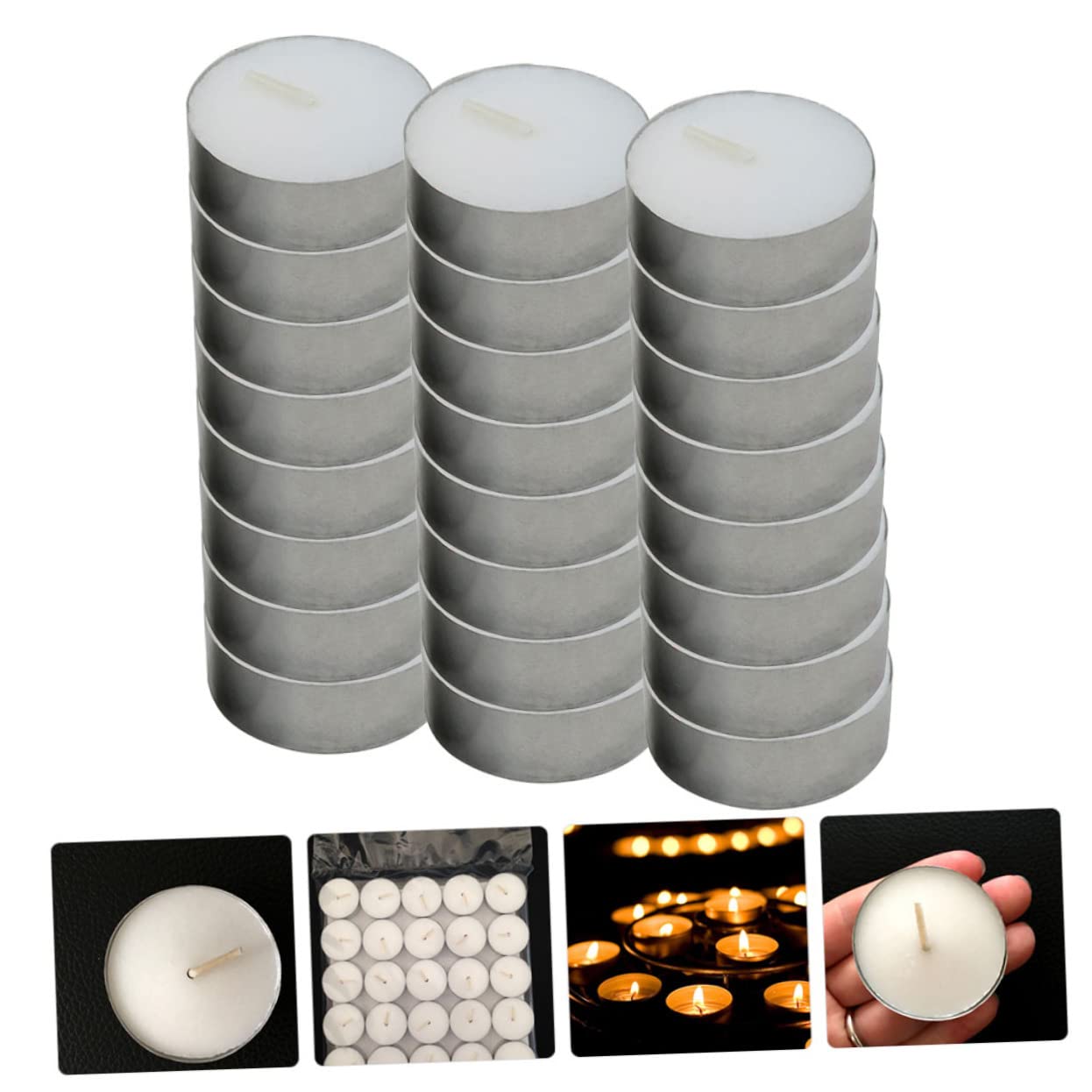 Baluue 100 Piezas Velas de Té Pequeñas sin Humo Velas Votivas Prácticas de Uso Diario Artículos para Bodas Decoración