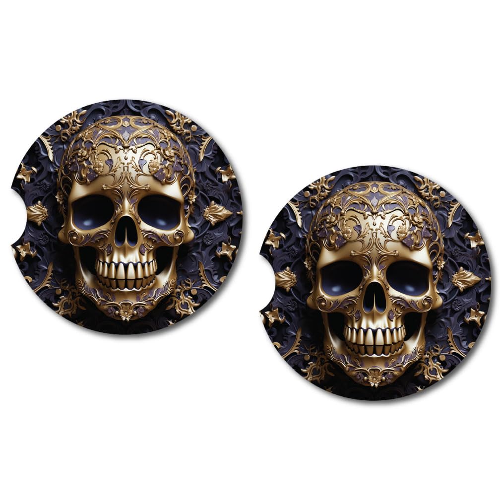 3D Look Skull Sandstone Car Coasters #S3D6