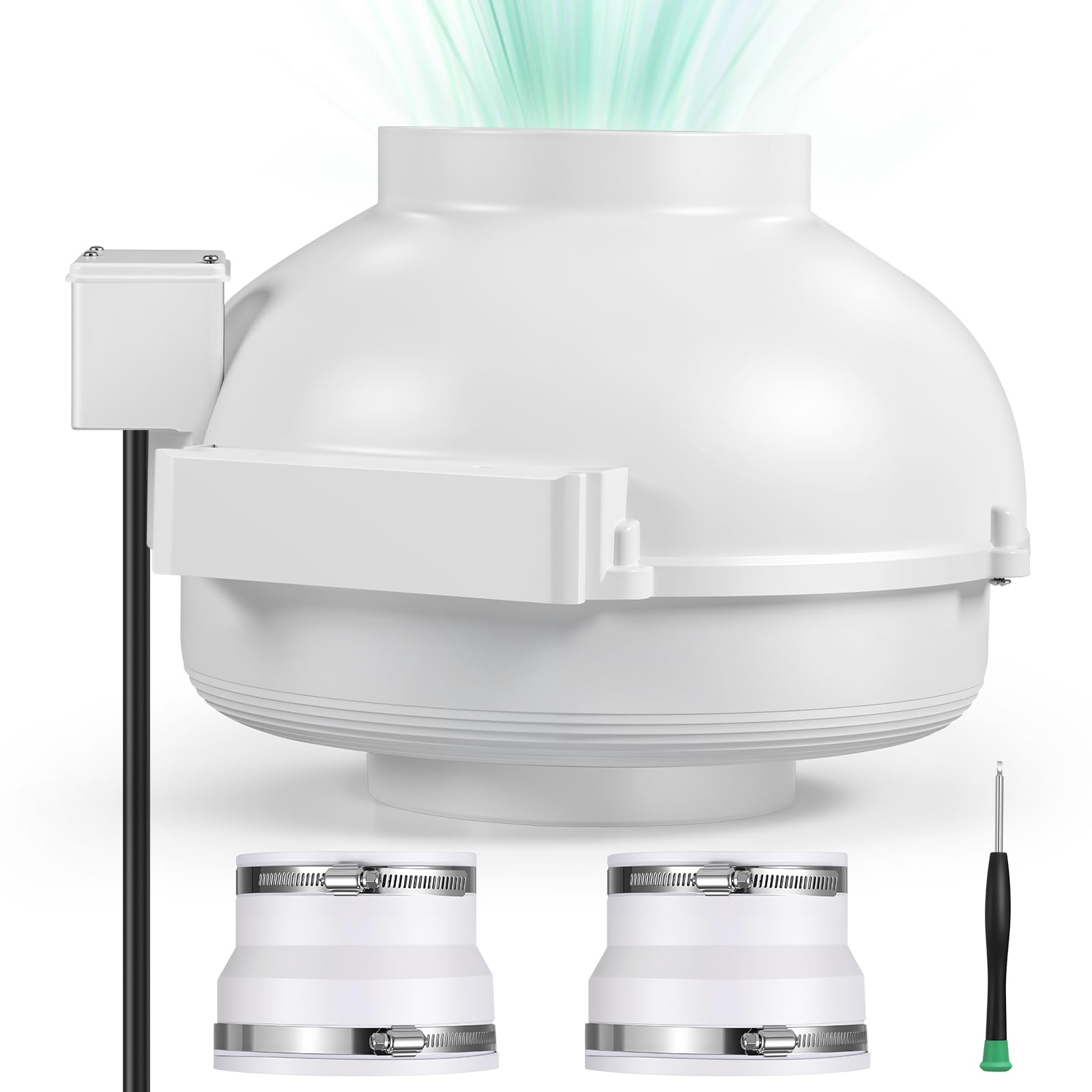 6 Inch Radon Mitigation Fan, Spolehli 335 CFM Radon Fan for Basement, Energy-Efficient 140W, 2600 RPM, Ultra-Quiet (44 dB), IP67 Waterproof, Complete Kit for Indoor & Outdoor Use