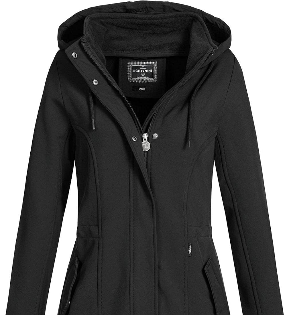 Eight2Nine Damen Softshelljacke LETN-041 Kurzmantel mit Kapuze