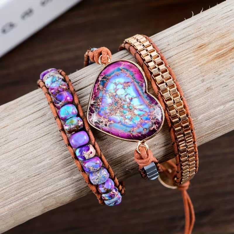 Image of Boho Stone Wrap Bracelet for Women,Turquoise Beaded Bracelet Jewelry Gift
