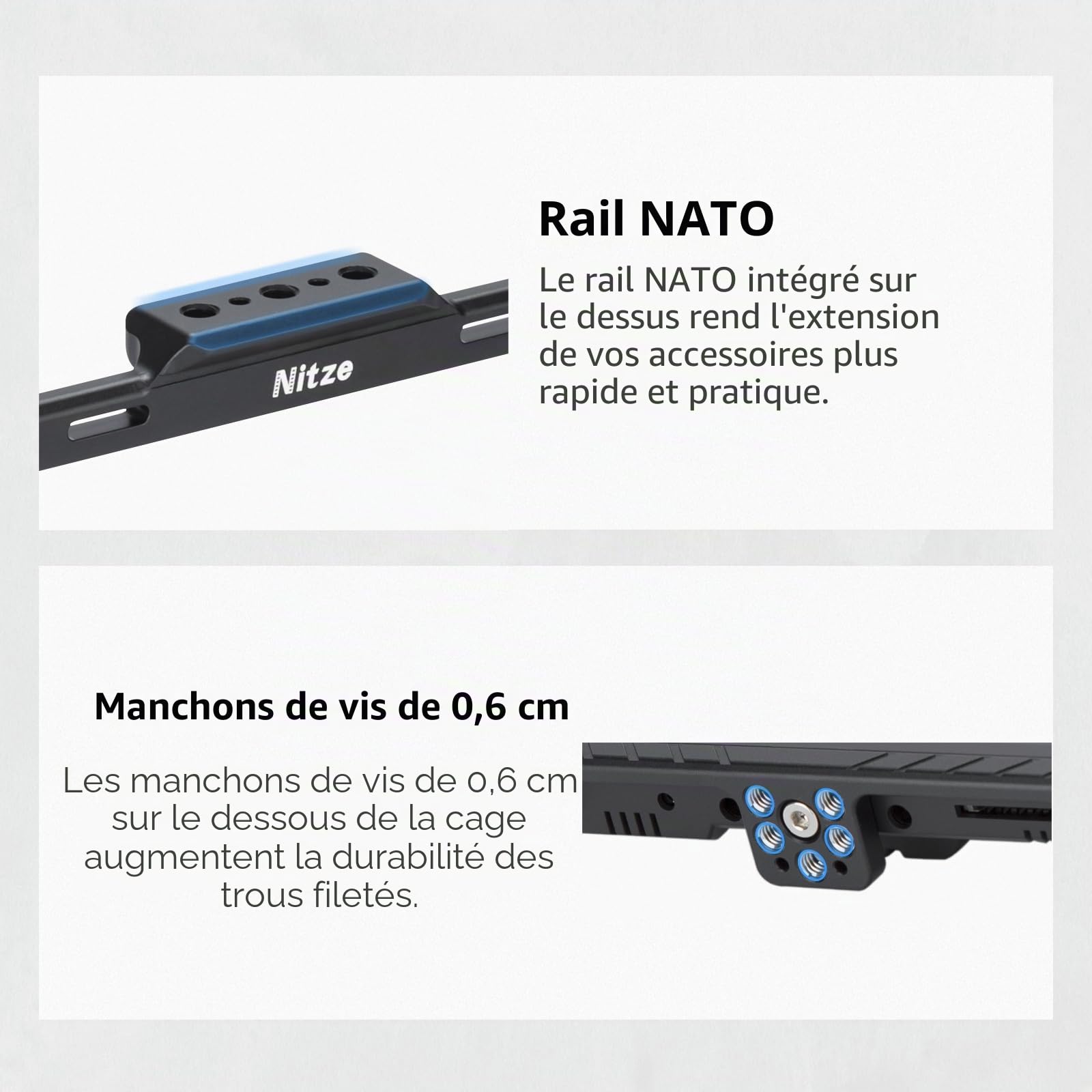 Nitze Cage pour Moniteur Feelworld LUT6 / LUT6S / LUT6E avec Pare-Soleil intégré NATO Rail - JTP2-LUT6S