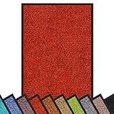 Schmutzfangmatte Rhine | schadstoffgeprüft | waschbare & extra leistungsstarke Fußmatte | Sauberlaufmatte mit Rutschfester Rückseite | Türmatte in vielen Größen & Farben (90x120 cm, Rot)