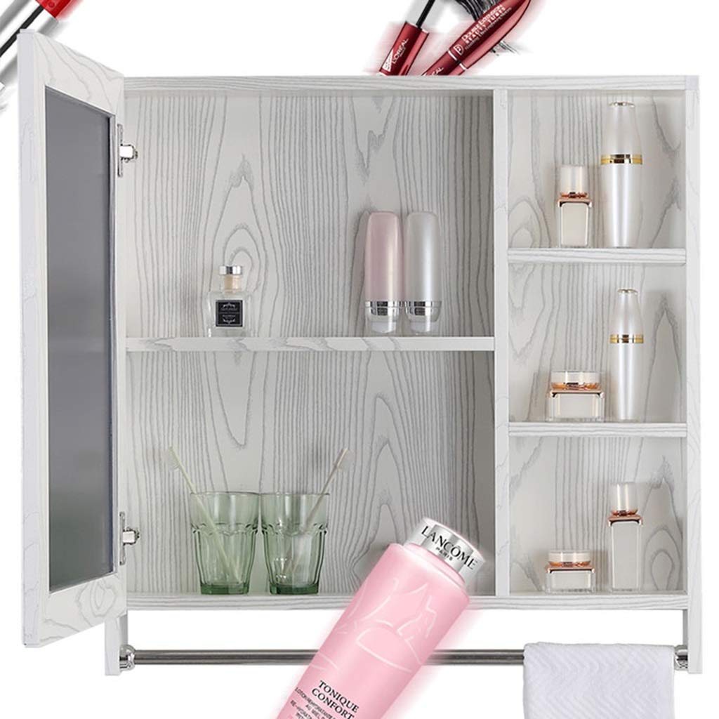 Armadietti a Specchio Toilette a Parete Impermeabile Specchio da Bagno Bagno con Porta Armadietto da Parete a più Livelli per Bagno (Color : White, Size : 60 * 12.5 * 70cm)