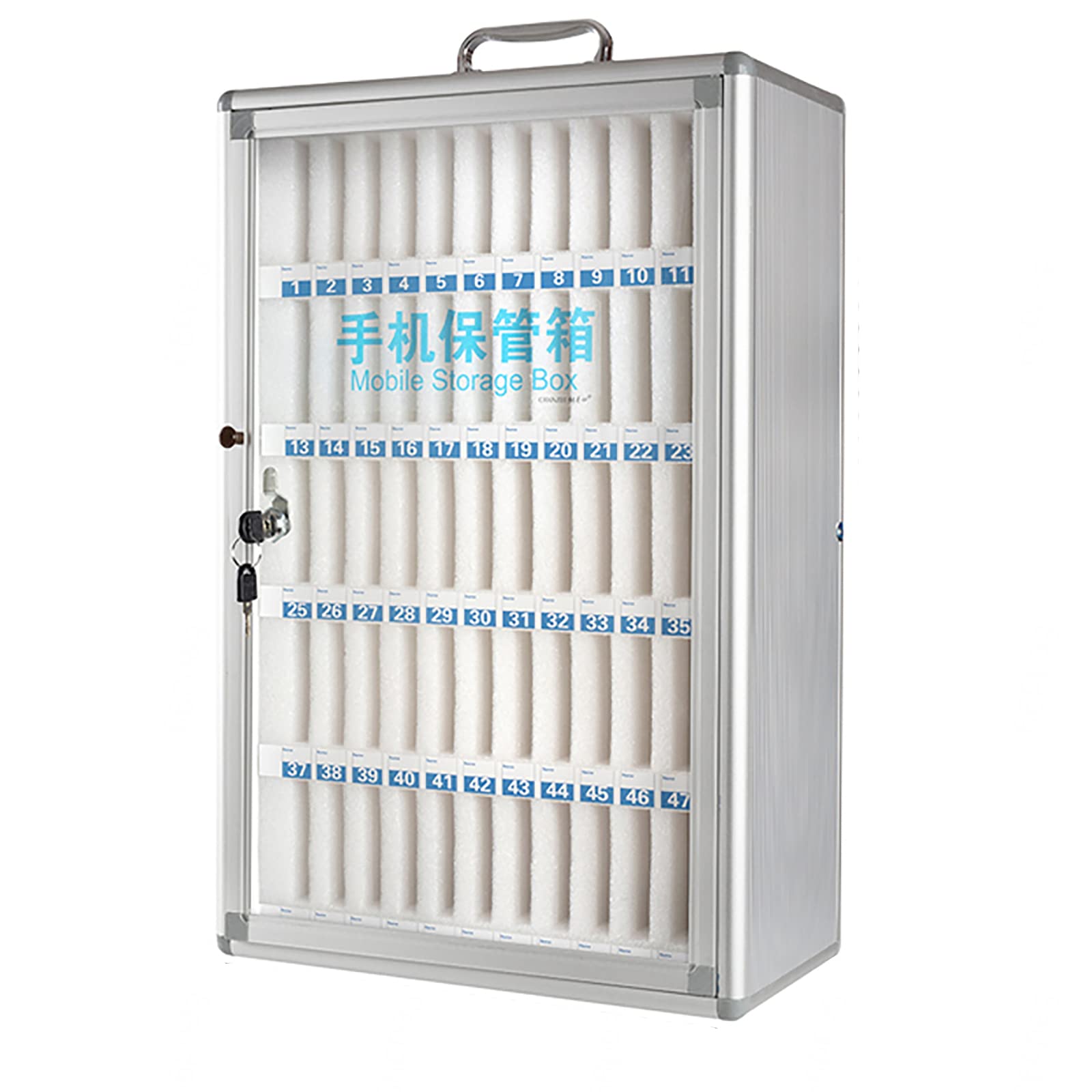 Armario de Pared de Aluminio para teléfonos con Cerradura - 60 para Uso en Oficina. Armario o para Guardar teléfonos móviles para la Seguridad de los empleados. Solució