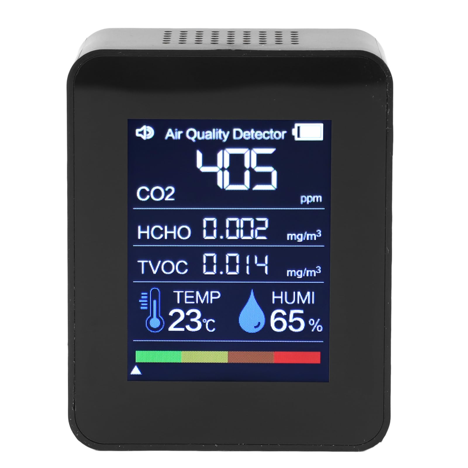 Detector de Calidad del Aire 5 en 1, probador portátil para Interiores, Monitor preciso de Humedad y Temperatura CO2 HCHO TVOC para el hogar y el Coche