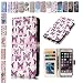 Produktbild E-Mandala Samsung Galaxy S9 Plus Hülle Leder Flip Case Wallet Tasche handyhüllen Silikon 3D Muster Schutzhülle Lederhülle mit Kartenfach Klapphülle Handytasche - Rosa Schmetterling
