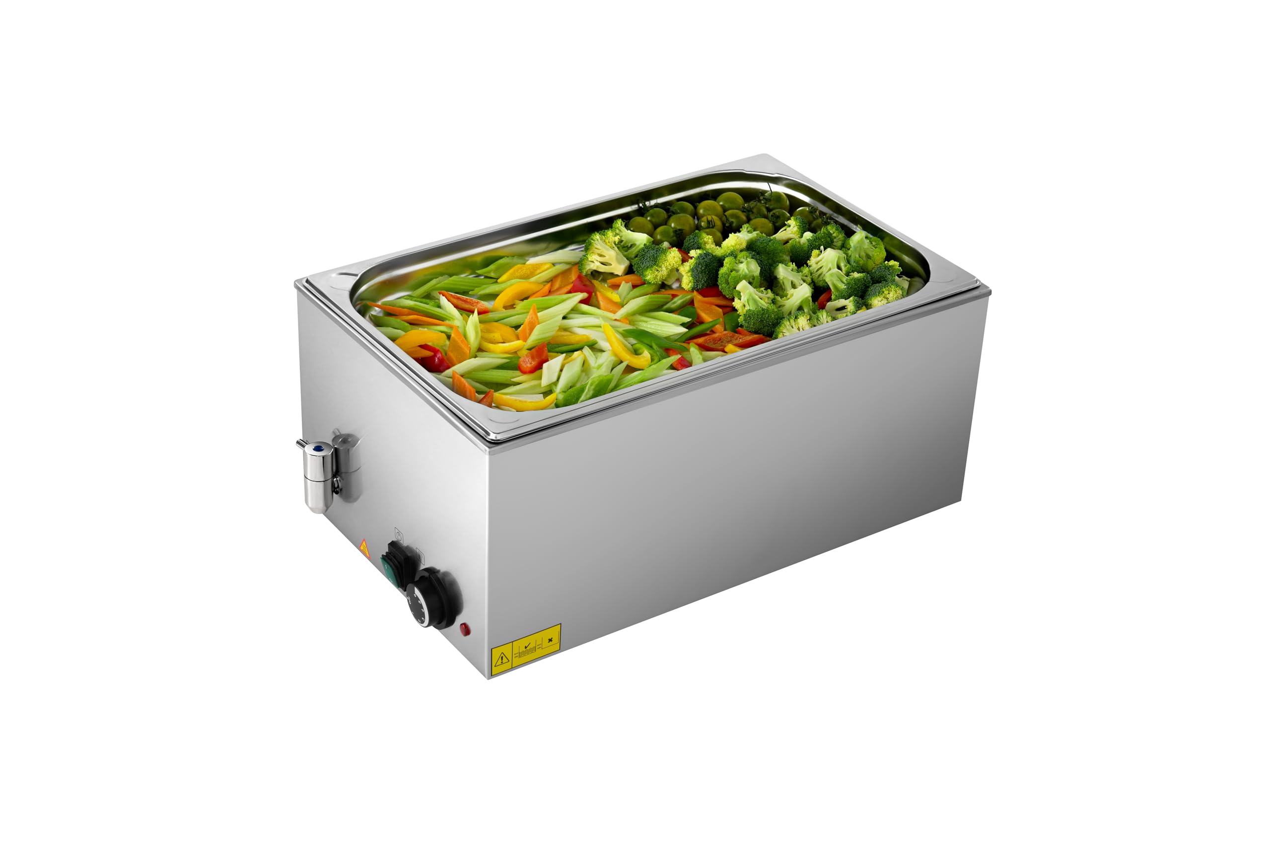 METRO Professional Bain Marie GBM1150 aus Edelstahl, 24 L, für GN Behälter, Temperaturbereich bis 90°C, Heizfunktionsanzeige