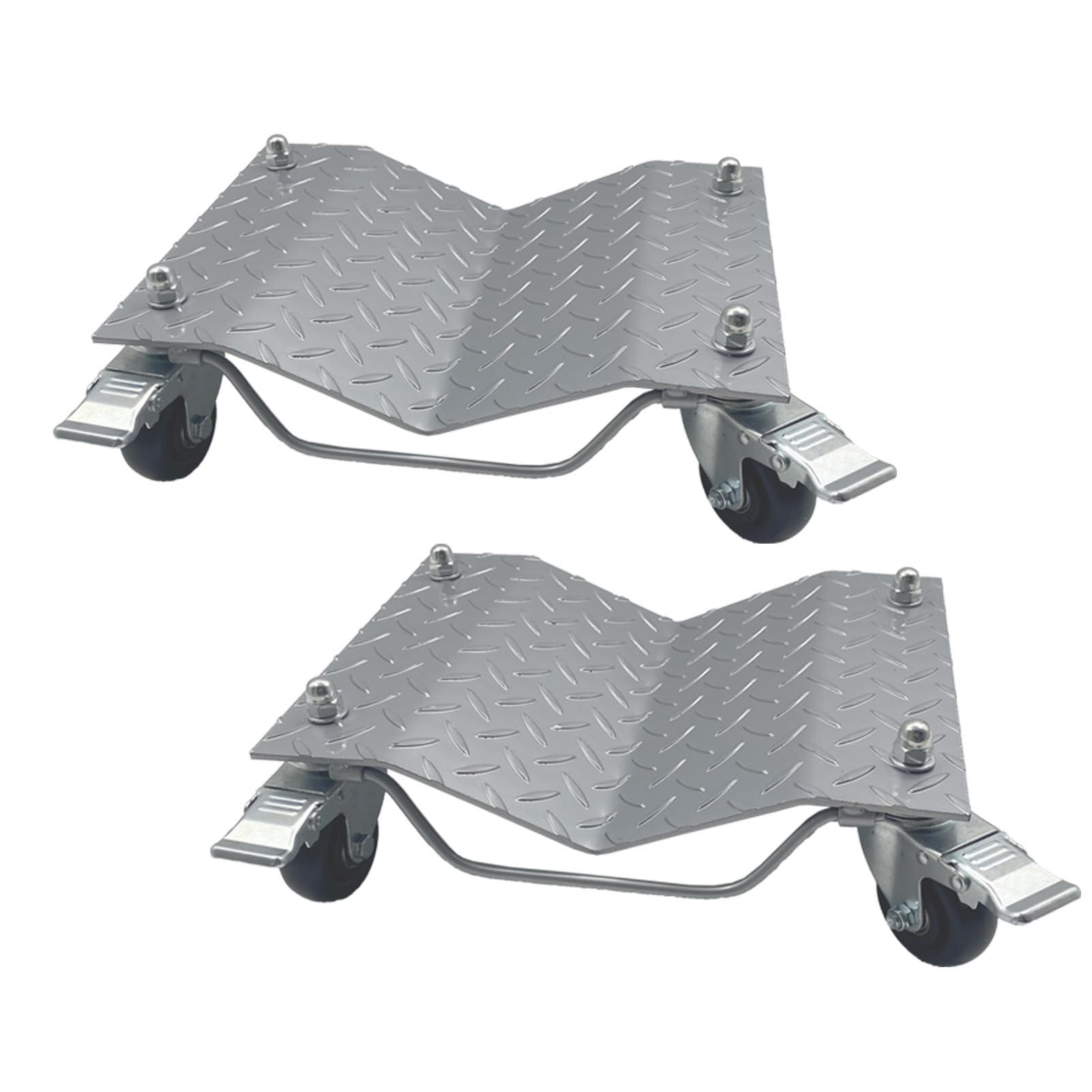 Set mit 4 Autoreifen-Rollen, Möbelheber – strapazierfähig, unter dem Fahrzeug, Reifen, Rollschuhe, Motorrad-Wagenheber und Umzugswagen mit Rädern, 2721 kg Kapazität, Schwarz (Silber, 2 Rollwagen)