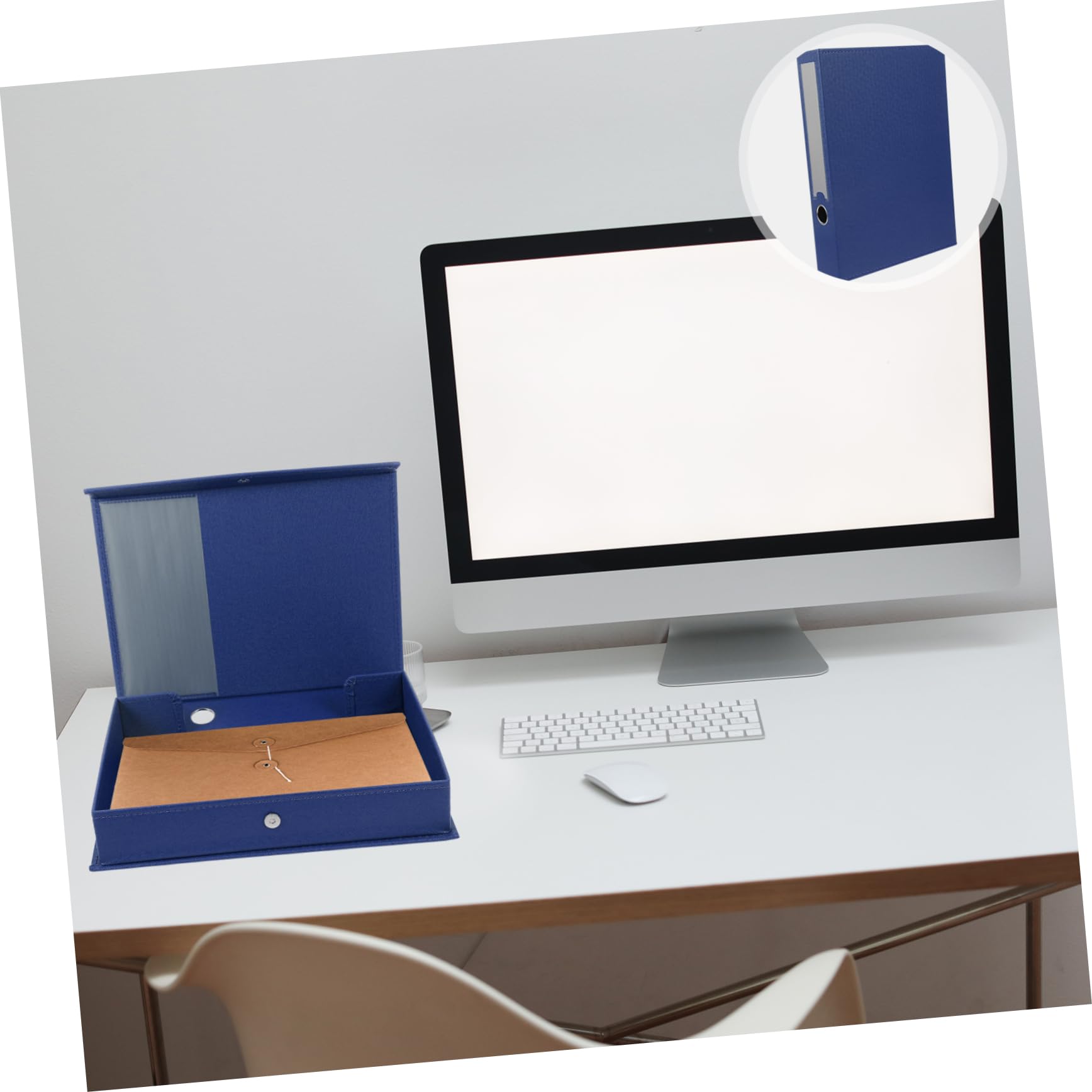 MAGICLULU Caja Archivadora A4 de Cuero PU Azul para Oficina y Estudio