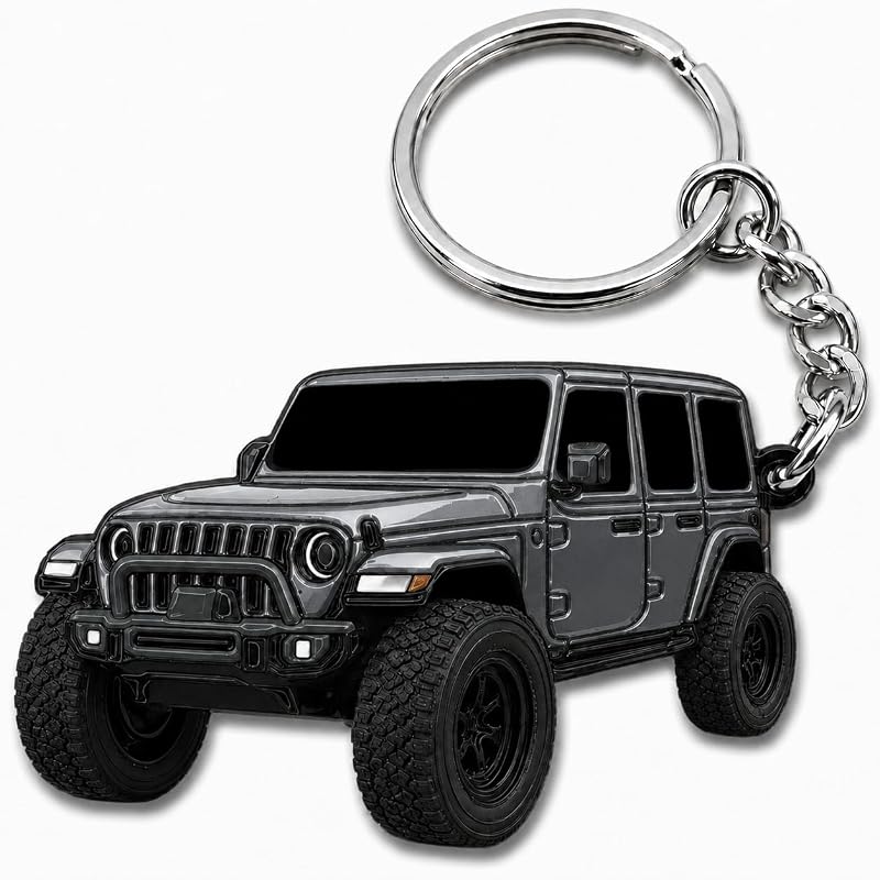 Chaveiro Jeep Wrangler Rubicon em Metal com Esmalte Granite FOUR WHEEL BEAST