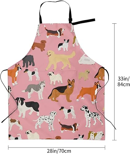 Miniatura 6 de Perinsto Delantal impermeable rosa para perros, con 2 bolsillos, delantales de chef de cocina, baberos para cocinar, hornear, pintura, jardinería,