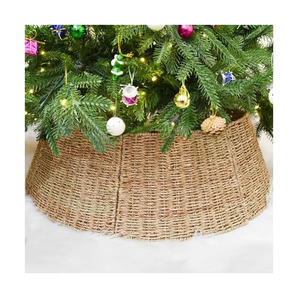 Rocinha rattan christmas tree collar basket rustic handcrafted tree ring woven tree skirt 26 inches farmhouse christmas tree decoration  urban country home decor