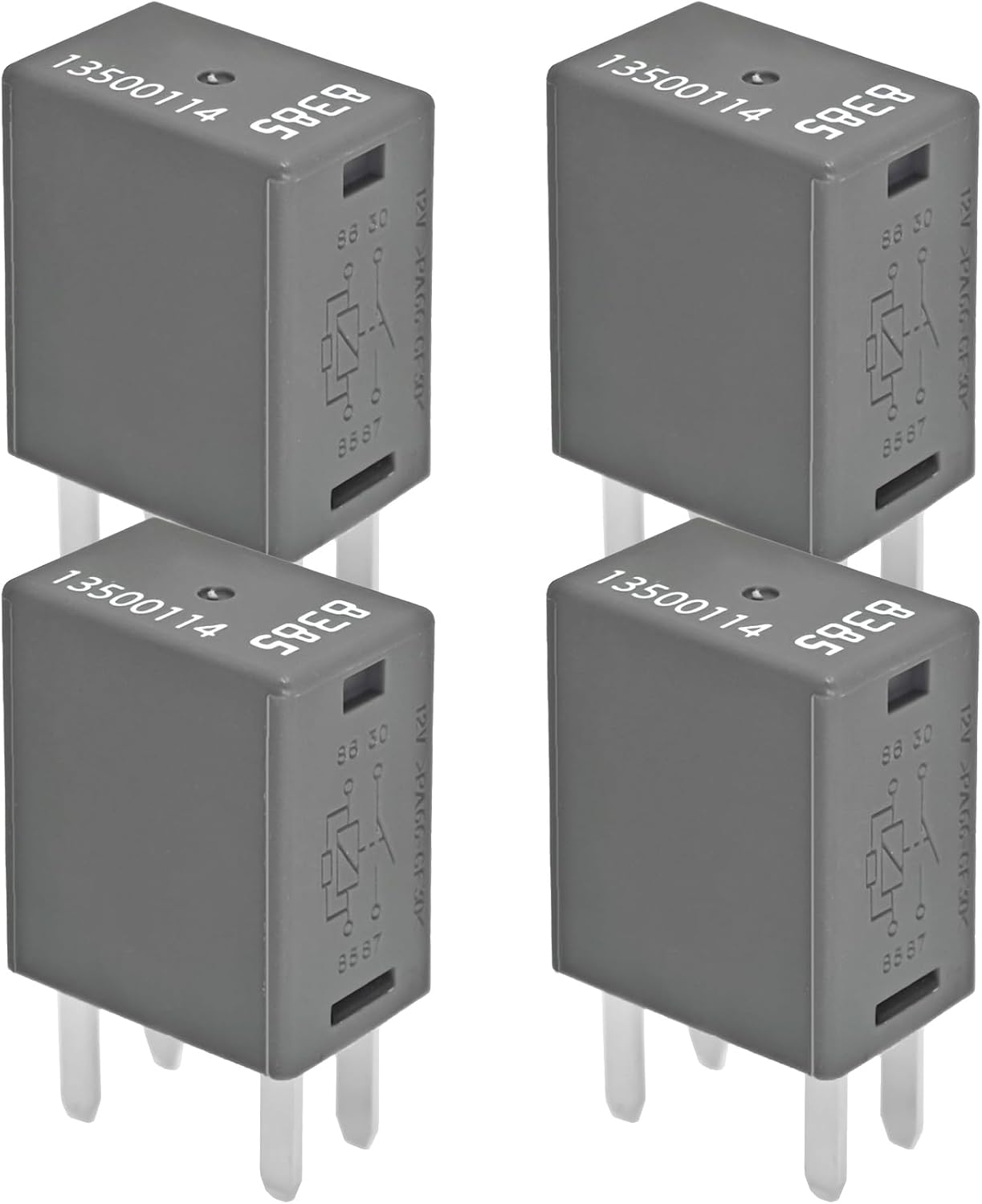 (Pack of 4) High Power 4-Pin Fuse Box Relay 13500114/8385 – 12V 40A OEM Compatible Relay for GM AC Fan, Starters, Lights & More