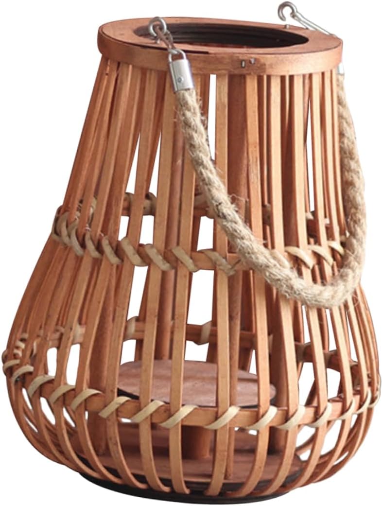 PRETYZOOM Hollow Handheld Lantern Vintage Festival Lantern for Party Scene Decoration Elegant Rattan Design Portable Light for Wedding and Home Decor
