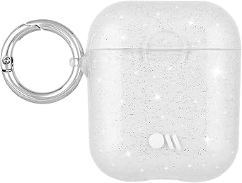 Case-Mate Protective AirPod Case Cover, Soft Silicone Cover with Keychain Ring for Men and Women, Compatible with AirPods Series 1 & 2, Front LED visible - Crystal Clear
