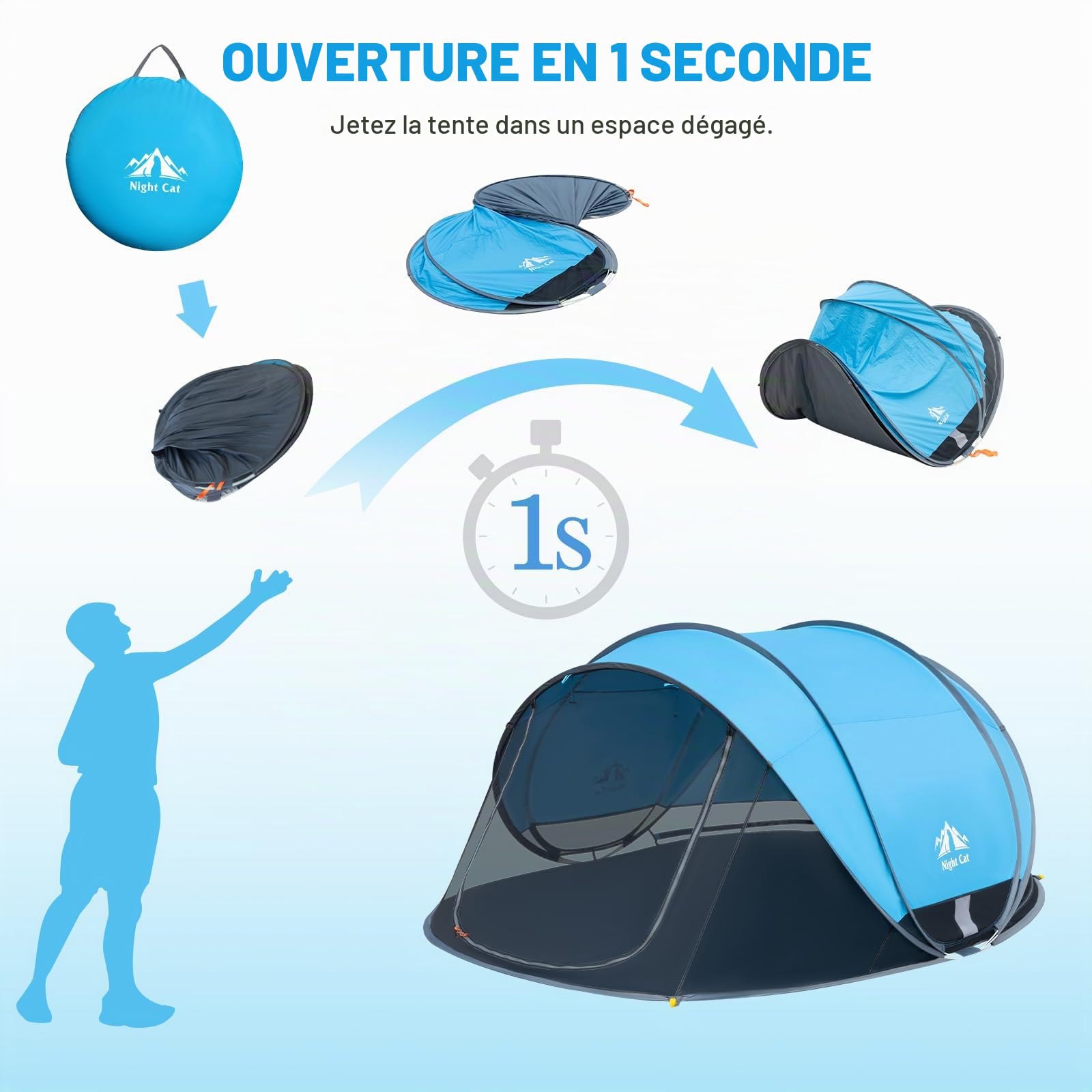 Night Cat Tente de Plage Pop Up: Abri de Plage pour 3 4 Personnes en Famille Pique-Nique Camping UPF 50+ Jardin Parc