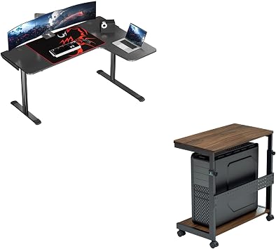 EUREKA ERGONOMIC 60 Inch Desk Home Office with Computer Tower Stand, Height Adjustable PC Stand
