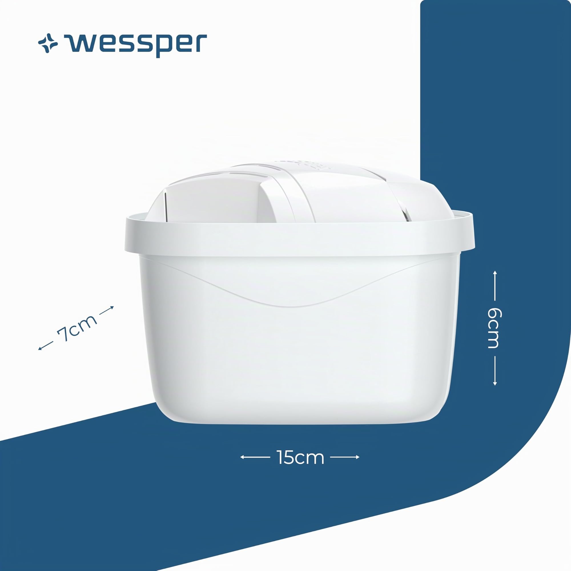 Wessper Cartouches Filtre à eau pour Carafe, Filtre eau de Remplacement Brita Maxtra +, Filtres à Charbon Actif, Filtres Brita Compatibles pour Carafe, Dafi et Aquaphor - 6 pièces
