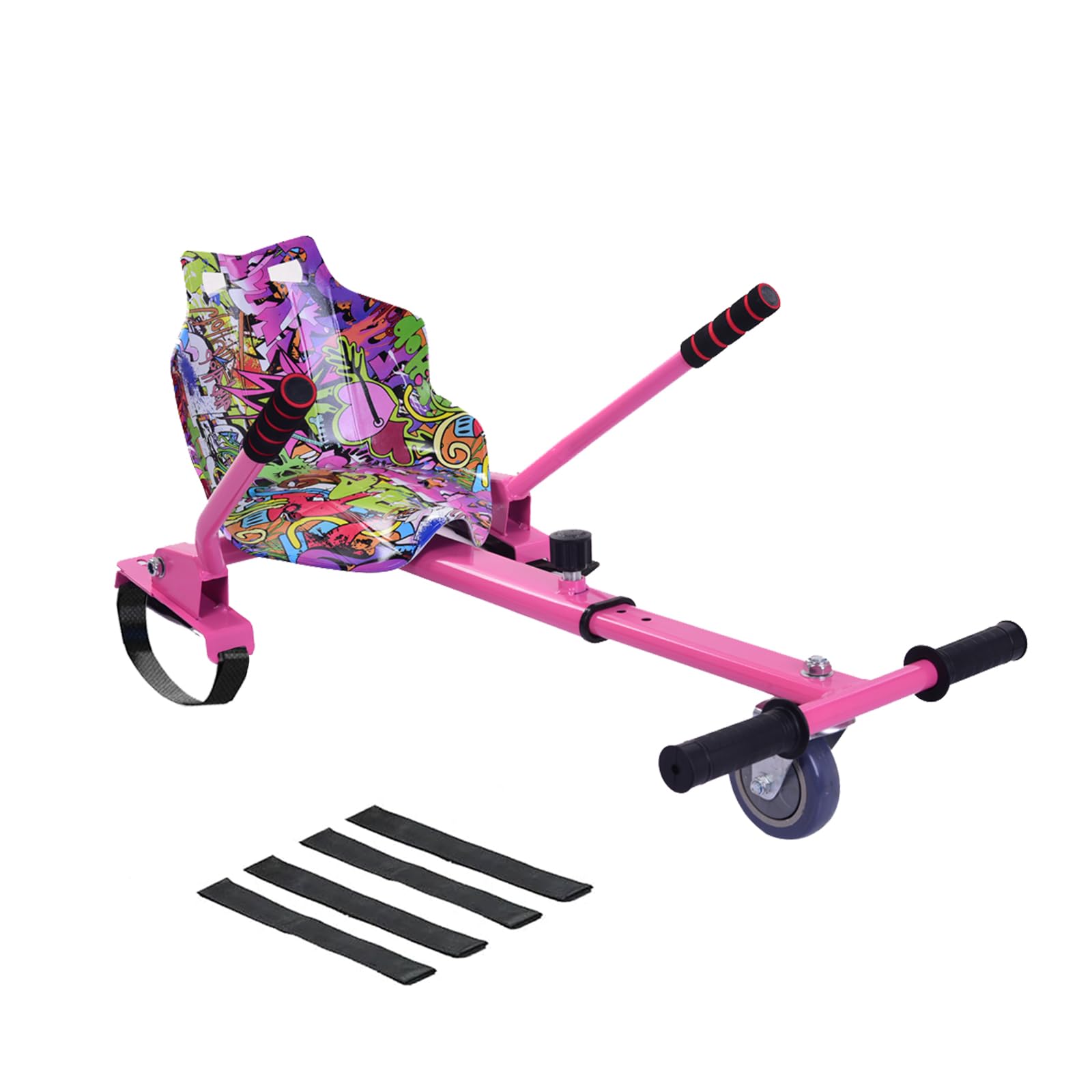 TRIOBLADE Hoverkart Galaxy Kart Attachment Adjustable Hoverboard Seat Go Kart Racer Frame Fits All Hoverboards Sizes - 6.5", 8" and 10",Pink/Blue/Purple (Graffiti Pink) — image 1