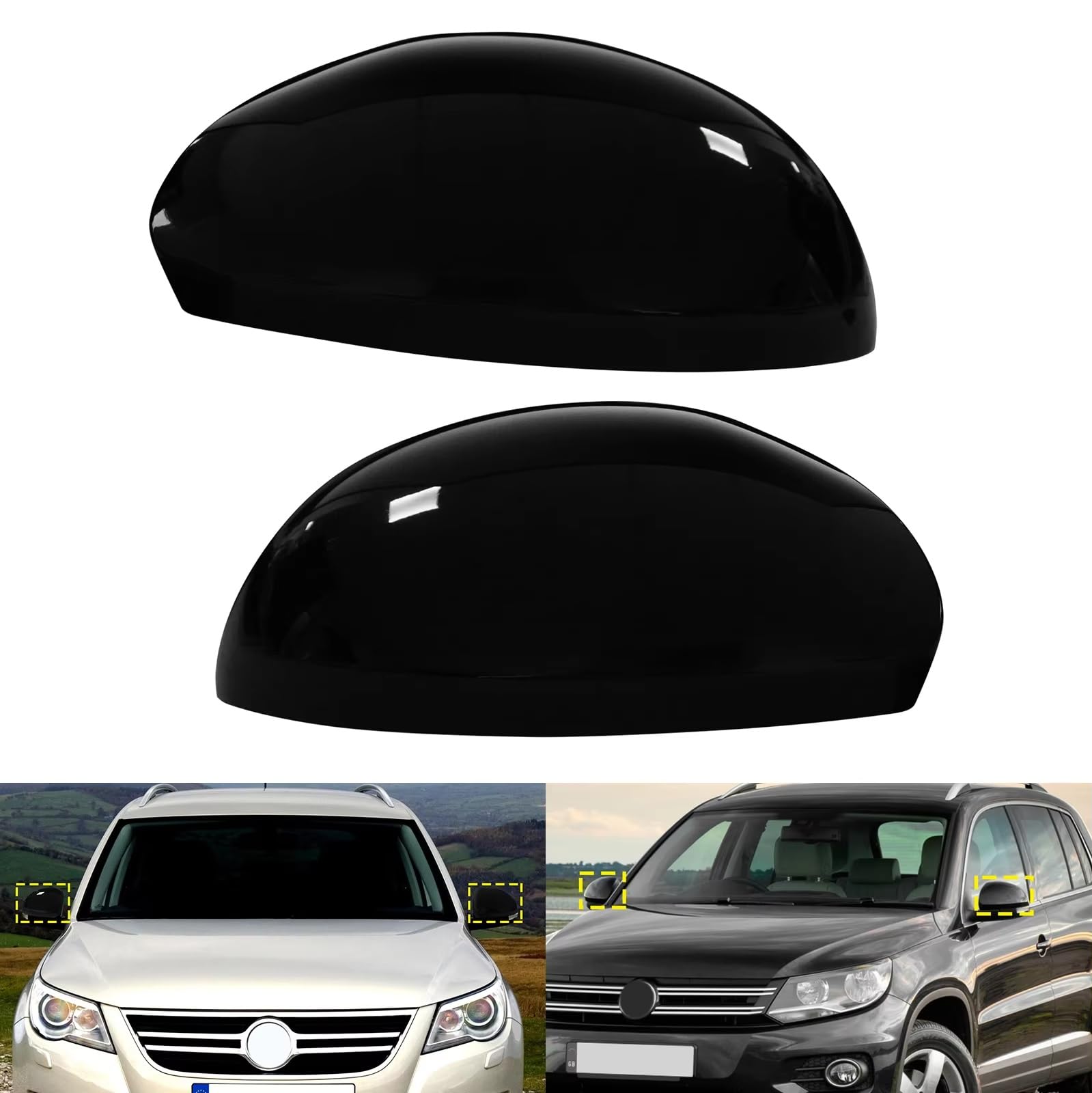 Copri Specchietti Per VW Per Tiguan 5N 2007-2016 L + R Porta Ala Specchietto Retrovisore Tappi Di Copertura Nero Lucido