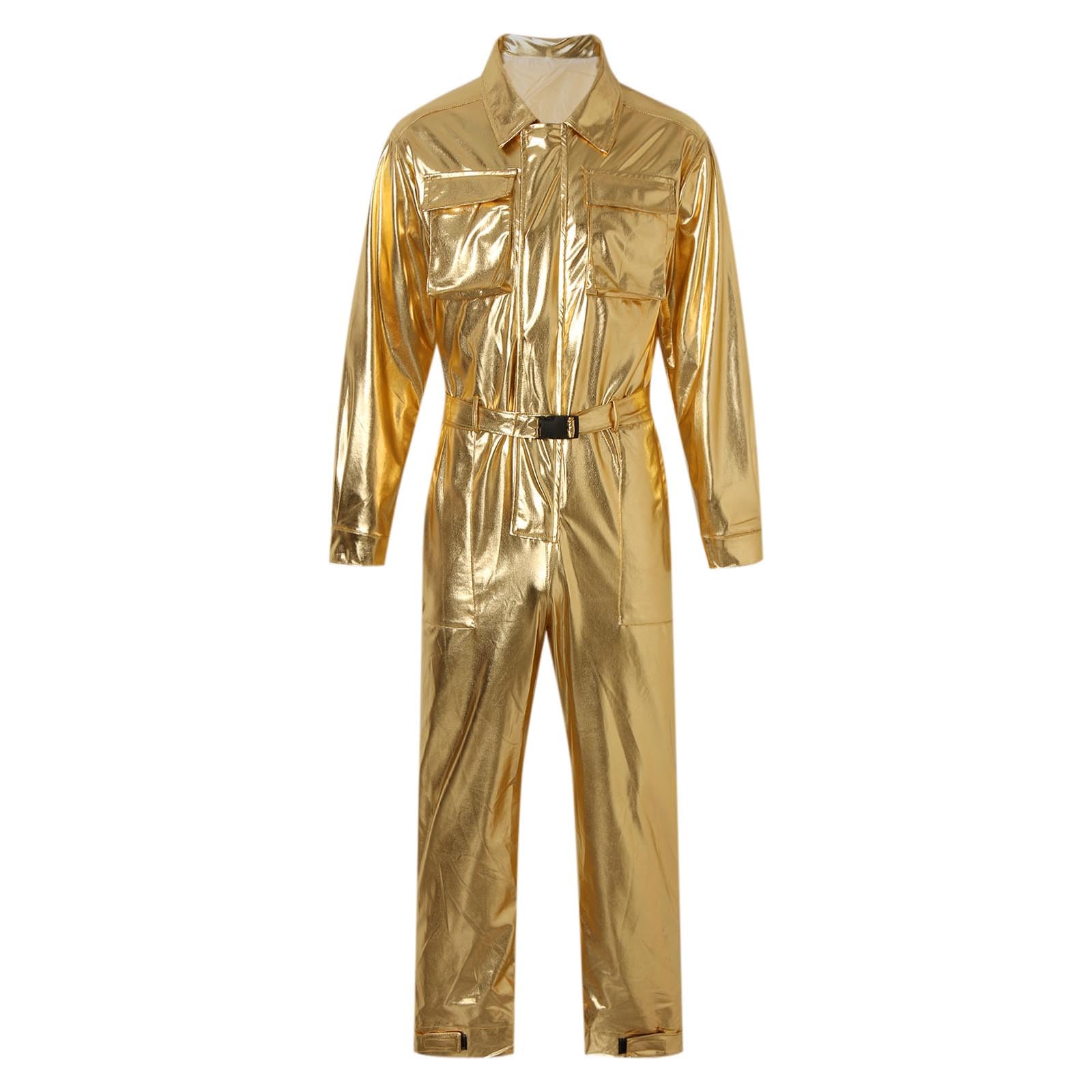 Tuta da Lavoro per Uomo Brillante Abbigliamento da Lavoro Cotte Mecanico Alta Visibilità Tenuta Meccanica Tuta Lavoro per Festa Cocktail Party Clubbing Carnevale