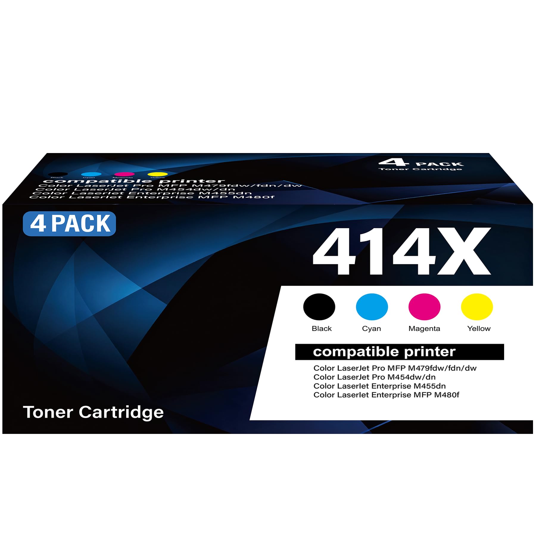 Photo 1 of 414X Toner Cartridges 4 Pack High Yield with Chip Replacement for HP 414X 414A W2020X W2020A Compatible with Color LaserJet Pro MFP M479fdw M479fdn M454dw M454dn M479 M454 Printer (B/C/Y/M Color)