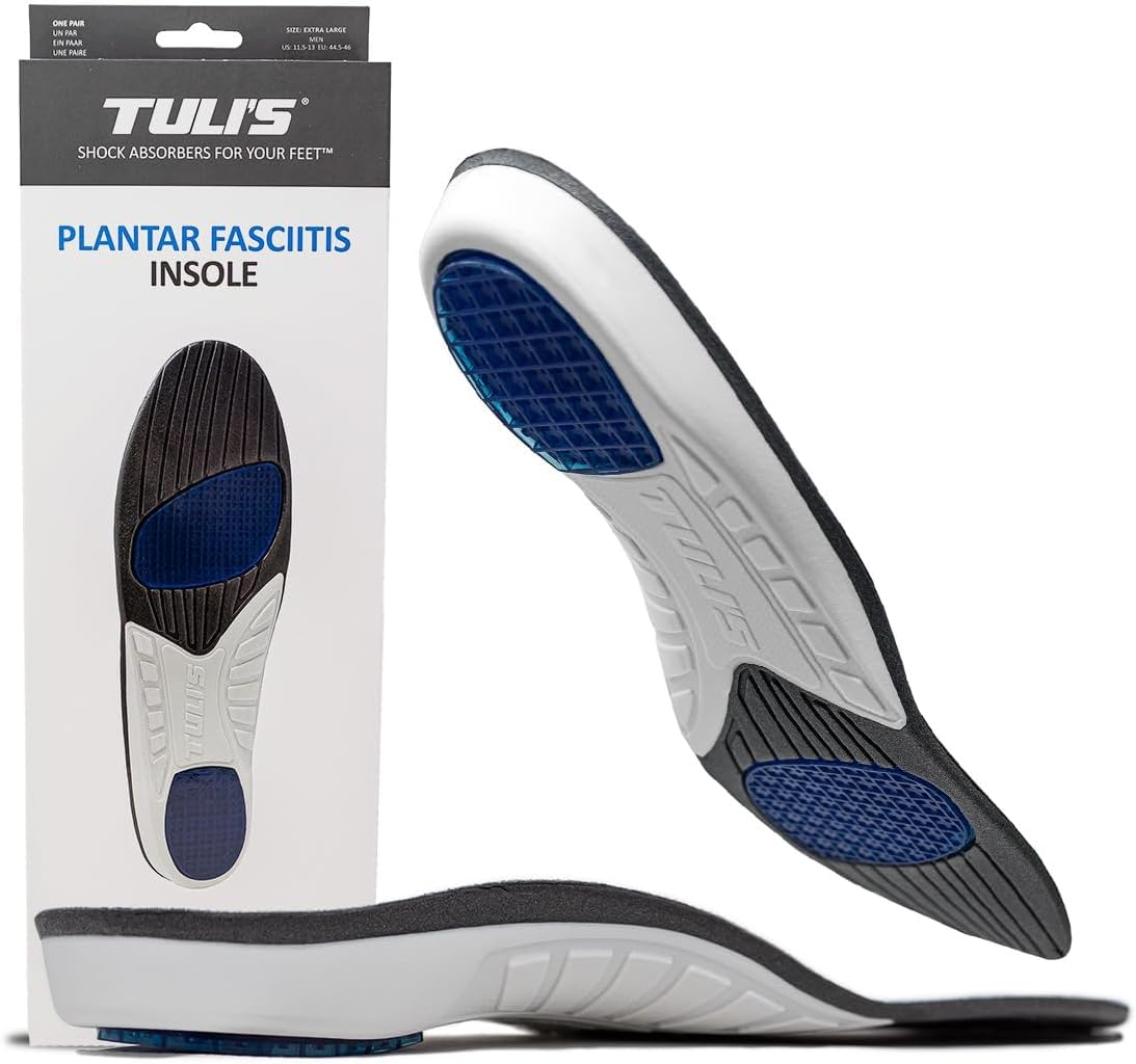Tuli's Plantar Fasciitis Insoles Plantillas de Soporte Grande, 1 Par | Fascitis Plantar – Arcos y Alivio de Dolores de Pie, Amortiguación Antishock Premium