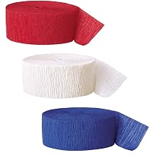 Streamer Paper for 4th of July Patriotic Decorations - 3 Rolls Red White Blue Crepe Paper Streamers for Independence Day Memorial Day American Theme Party Decorations