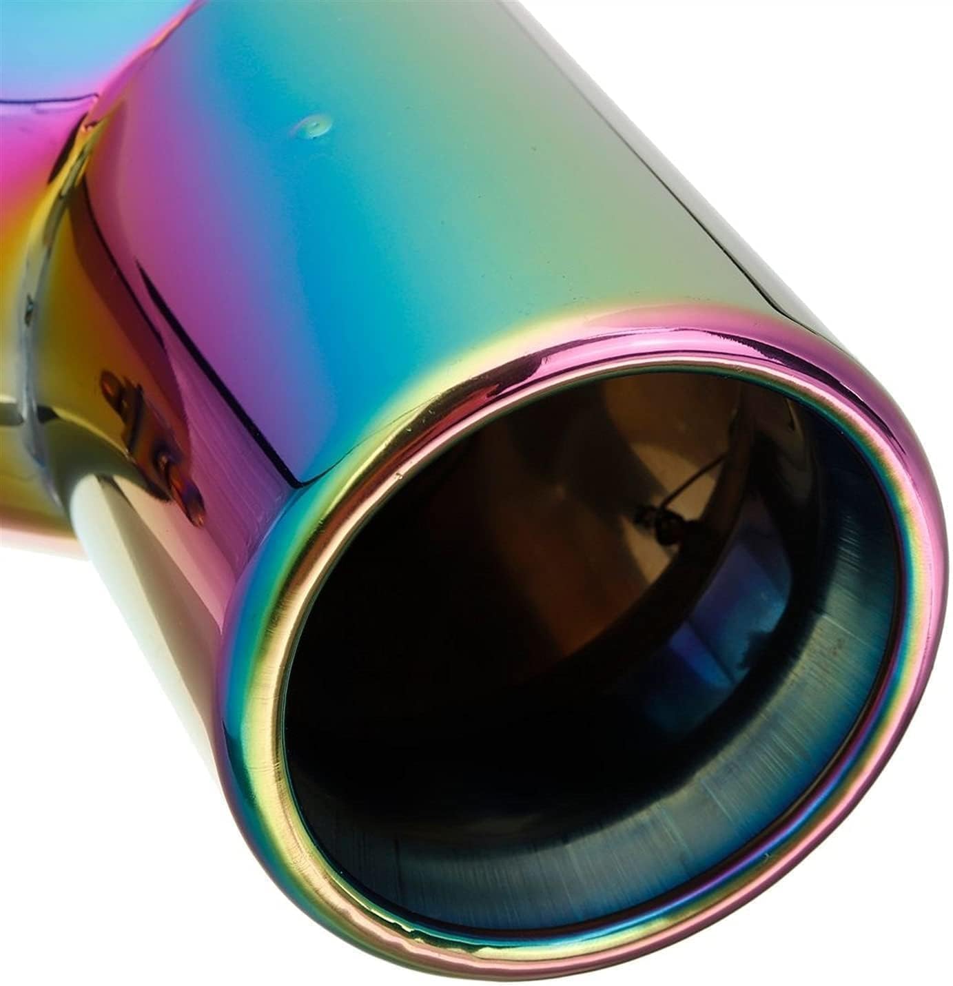 Universal Car Exhaust Tip, 63mm (2.5") Inlet/Outlet, High-Grade 304 Stainless Steel, Mirror Polished Round Tailpipe Cover, Triple Screw Secure System, Heat-Resistant Chrome Finish for Cars (Colorful)