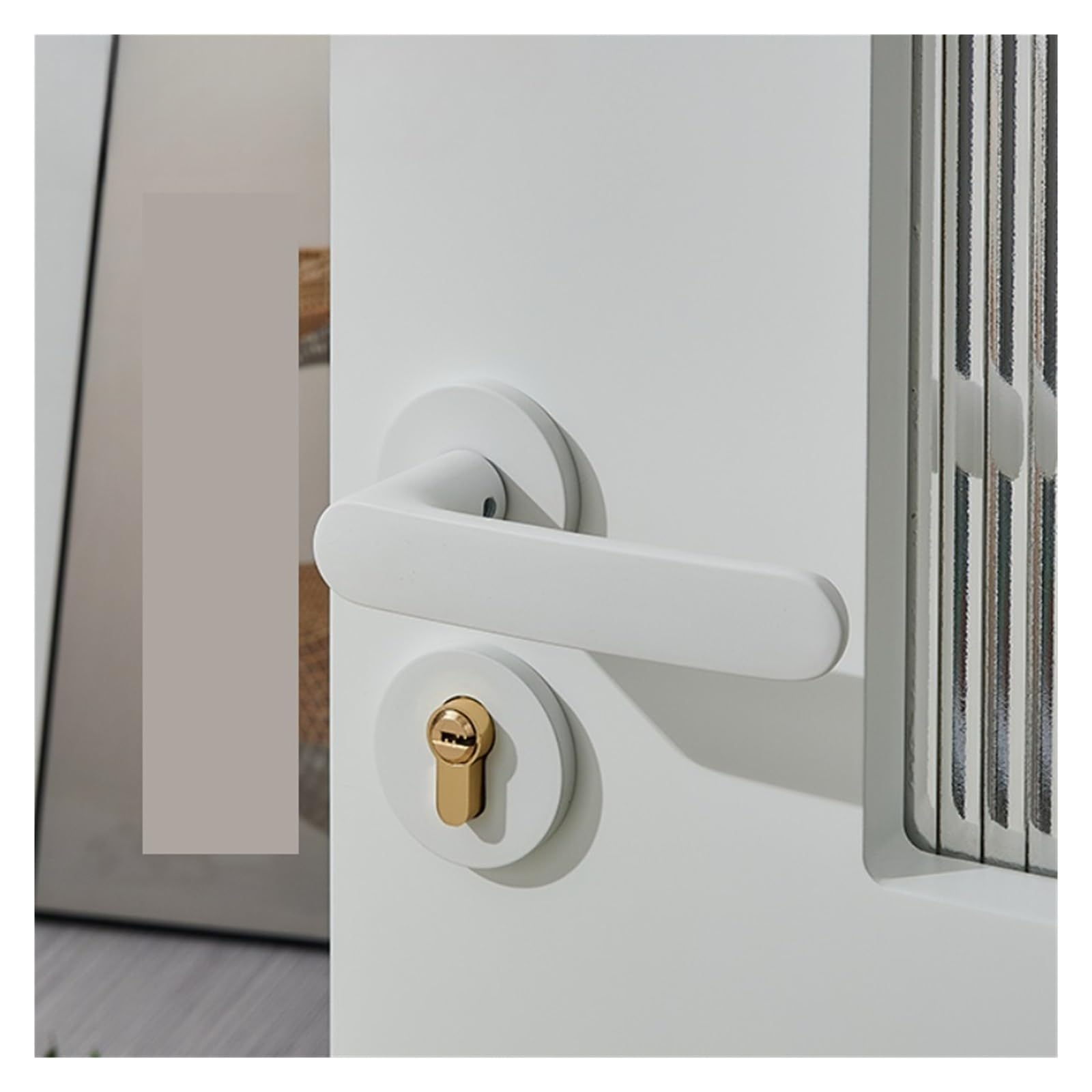 Cerradura blanca para puerta de dormitorio interior en aleación ligera
