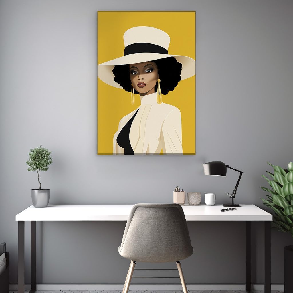 Canvas for Living room. Afro Elegance in Monochrome: A Study in Contrast and Color, 27 x 18 inch Canvas Wall Art - Foreground And Background - Modern Home Decor