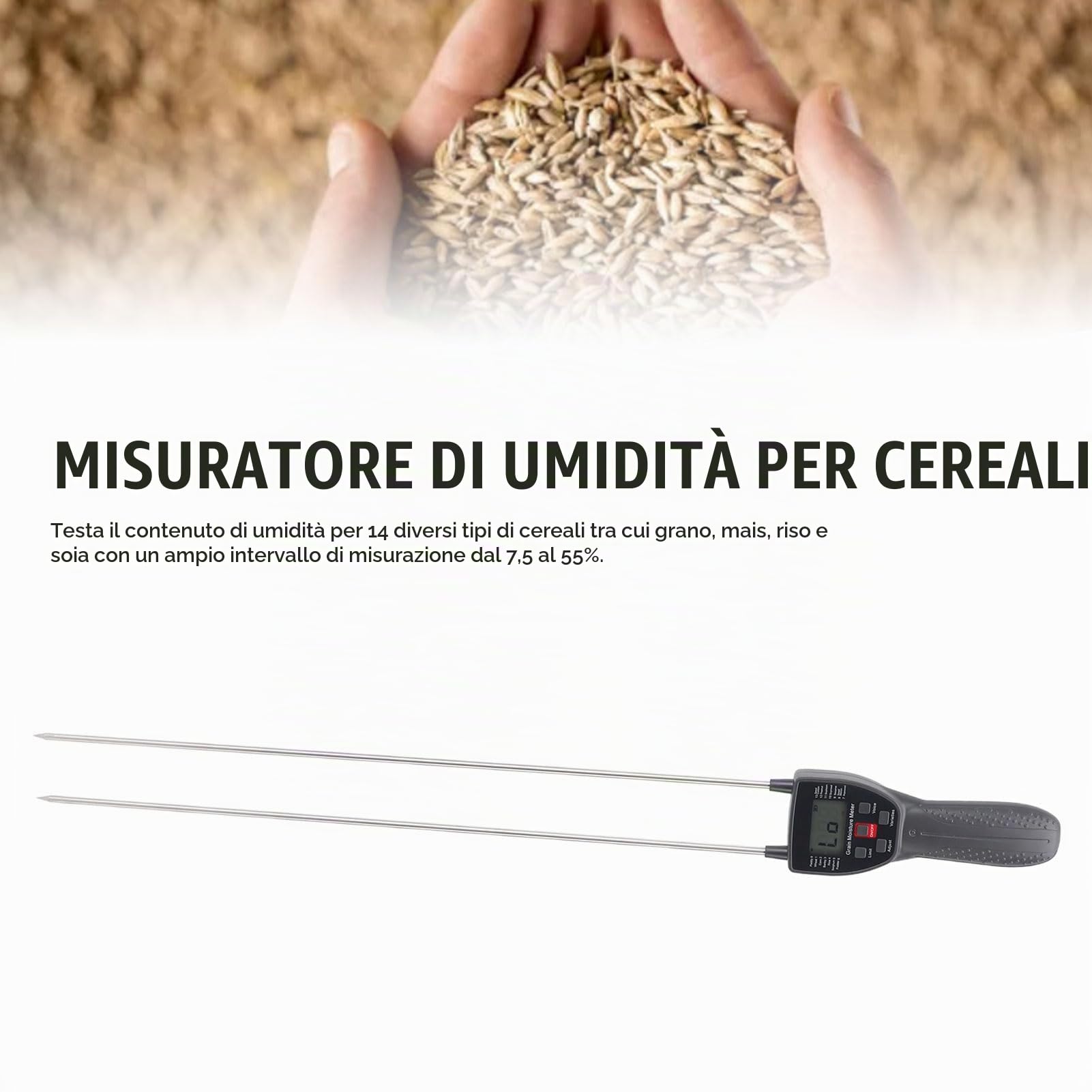Misuratore Di Umidità Per Fieno Portatile, Tester Per Balle Di Fieno Con Sonda, Misuratore Di Grani Digitale, Per Il Monitoraggio Garantire Una Qualità Ottimale Del Fieno, Per