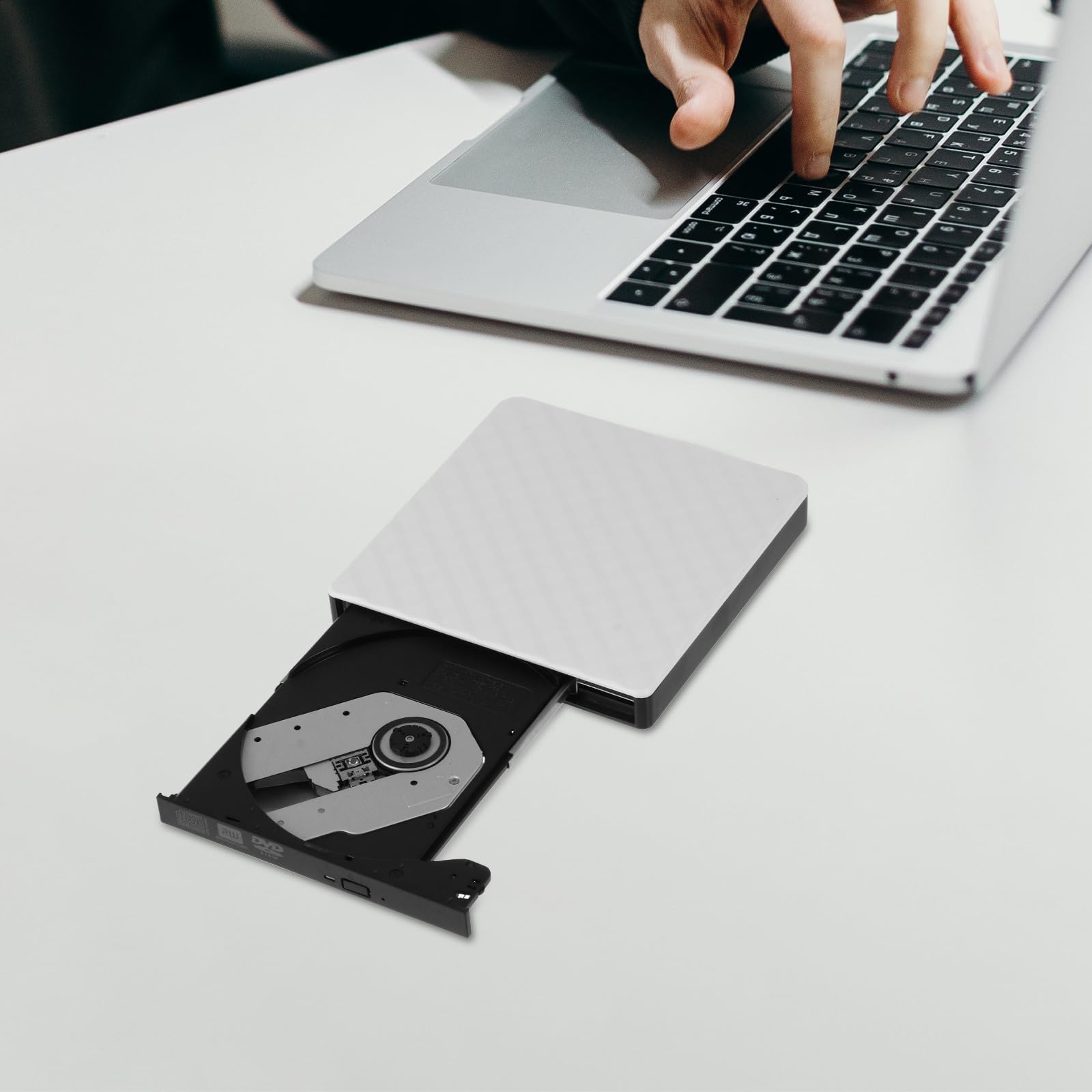 Masterizzatore Laptop Dvd USB 3.0 per Bianco Esterno Abs | Dvd-rom 8x e Cd-rom 24x, Design Ultrasottile e Ultraleggero, Uso Orizzontale o Autoportante