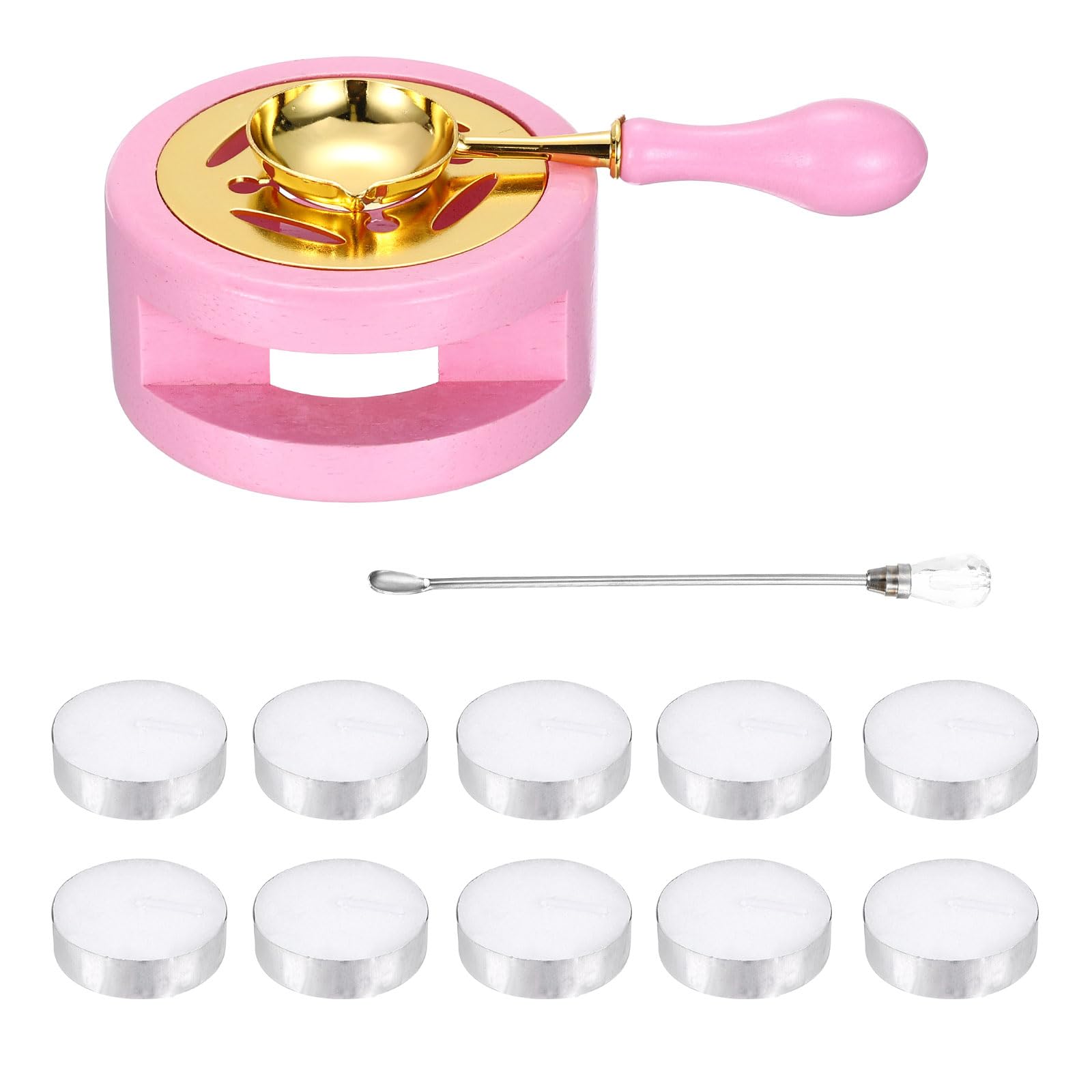 PATIKIL Wax Stamp Seal Kit, Wax Seal Kit Include Sealing Warmer, Melting Spoon, Candles, Stick, Retro Melt Stove Pot Furnace Tool for Envelope Letter Mailing Crafts DIY, Light Purple