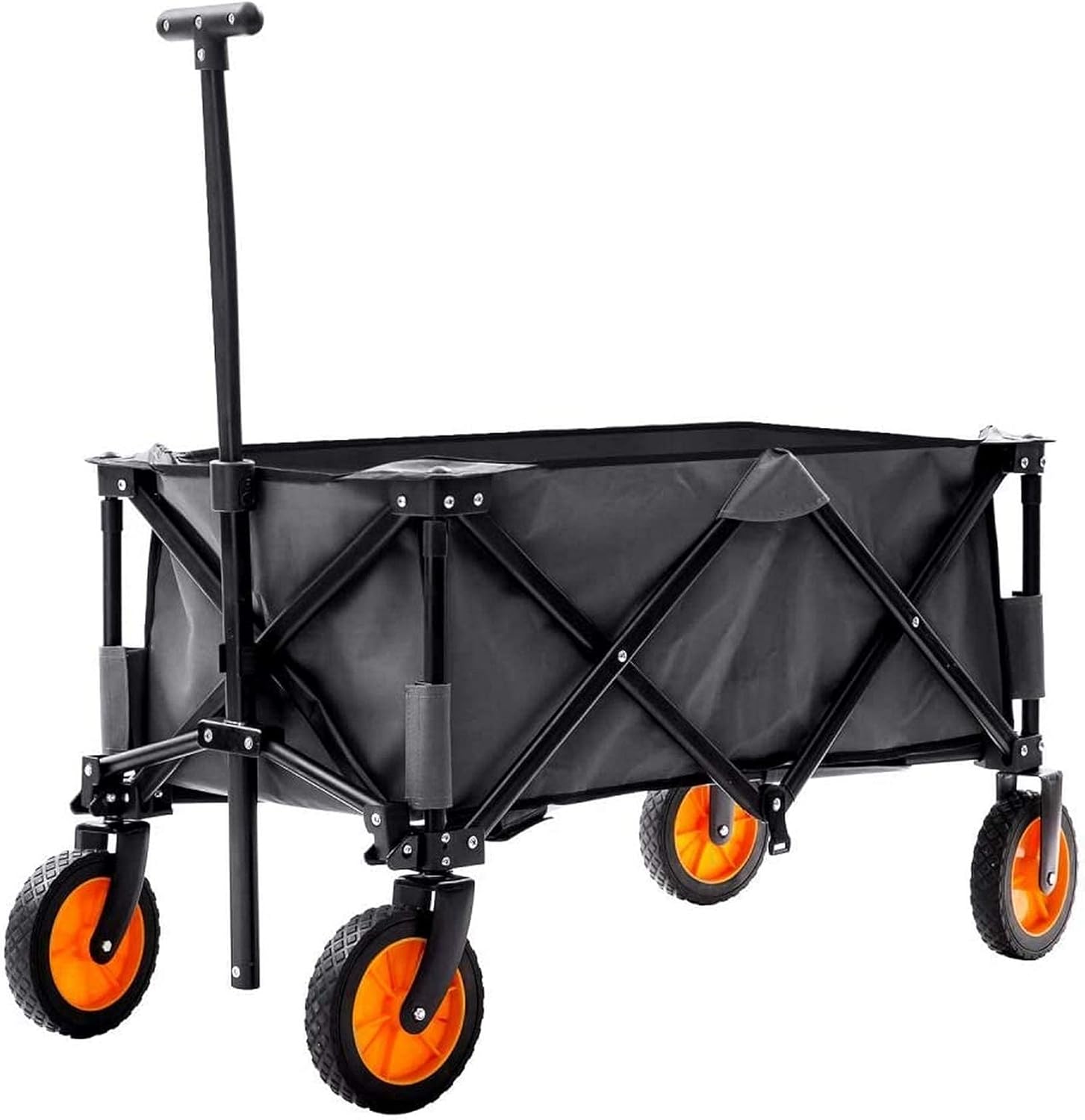 Garden Cart, Foldable Garden Trolley Folding Wagon Truck Wheelbarrow, Outdoor Utility Garden Shopping Cart Heavty Duty Camping Cart Pull Along Trolley Gray