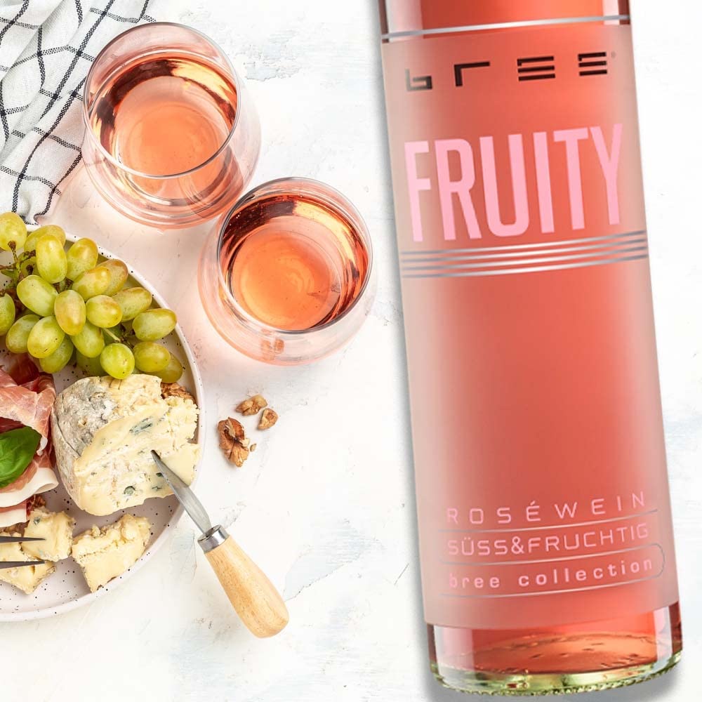 Bree Fruity Rosé QbA, süß&fruchtig, sortenreines Weinpaket + VINOX Winecards (6x0,75l)