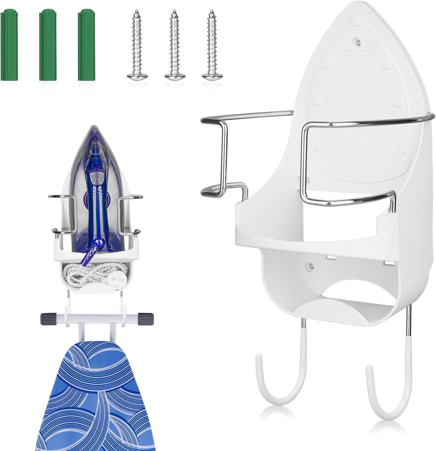 HEKOBAG Ironing Board Hanger Wall Mount, Electric Iron Rack Storage for ...