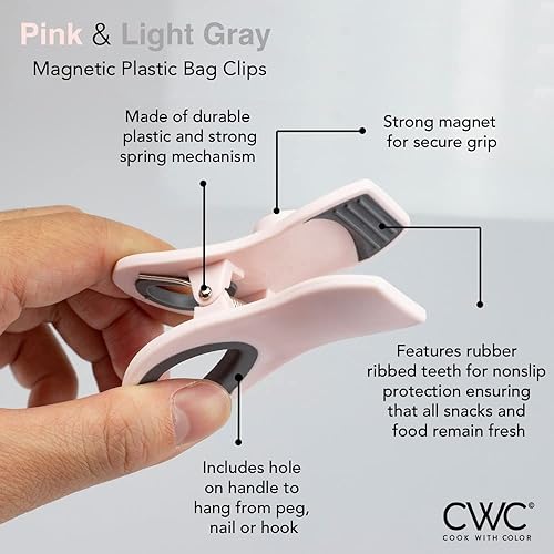 Miniatura 152 de COOK WITH COLOR Clips para bolsas con imán, clips para alimentos, clips para chips, clips para bolsas para almacenamiento de alimentos con agarre