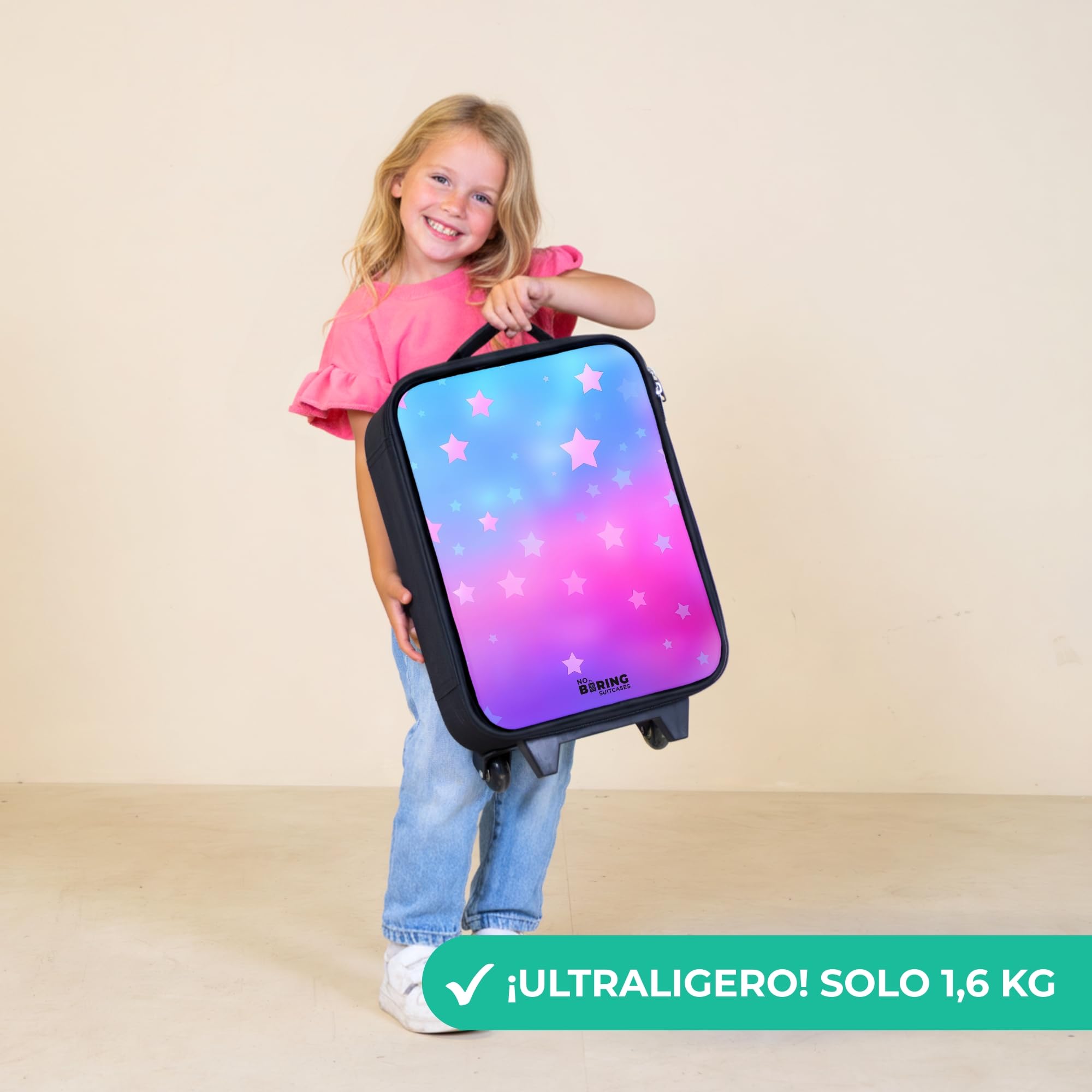NoBoringSuitcases© Maleta Infantil Compacto Maletas De Viaje Cabina Trolley