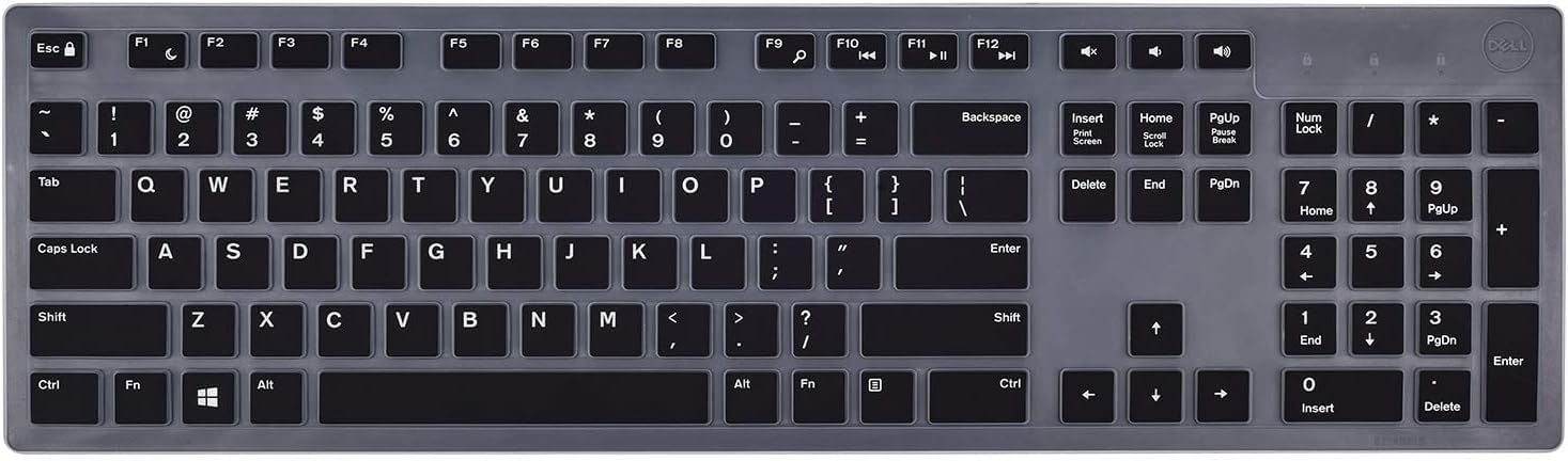 FACTOTECH Keyboard Cover Skins Compatible with Dell KM636 KB216 Wired Keyboard & Dell Optiplex 5250 3050 3240 5460 7450 7050 & Dell Inspiron AIO 3475/3670/3477 All-in one Desktop -Black-image-38