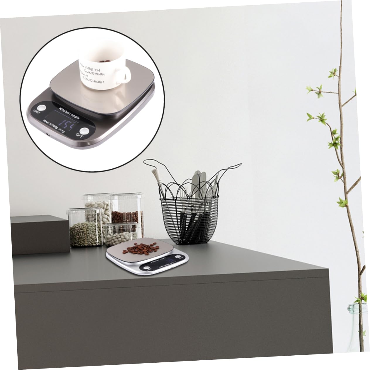 OUNONA Báscula De Cocina Digital Recargable 3 Kg 0,1 g Acero Inoxidable Pantalla Lcd Portátil Precisión Para Alimentos y Café
